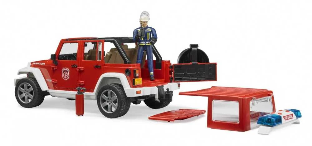 BRUDER 1:16 Jeep Wrangler gaisrinės automobilis su ugniagesiu, 02528