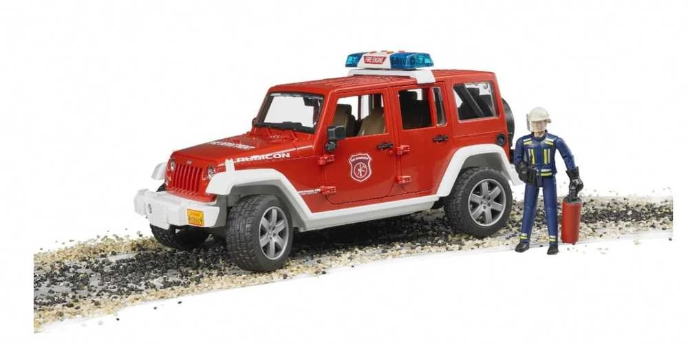 BRUDER 1:16 Jeep Wrangler gaisrinės automobilis su ugniagesiu, 02528