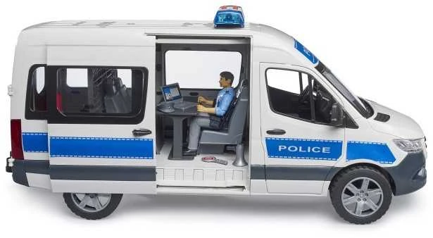 Bruder Rinkinys „Mercedes-Benz Sprinter“ policijos rinkinys su figūrėle ir šviesos/garso moduliu