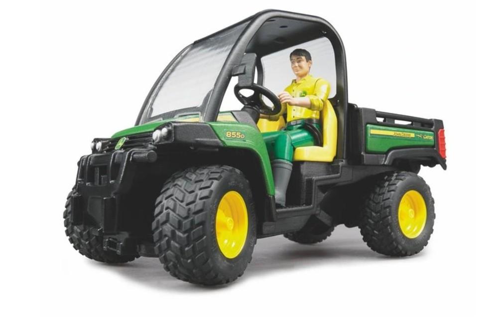 BRUDER mažas traktorius John Deere Gator XUV 855D su vairuotoju, 02490