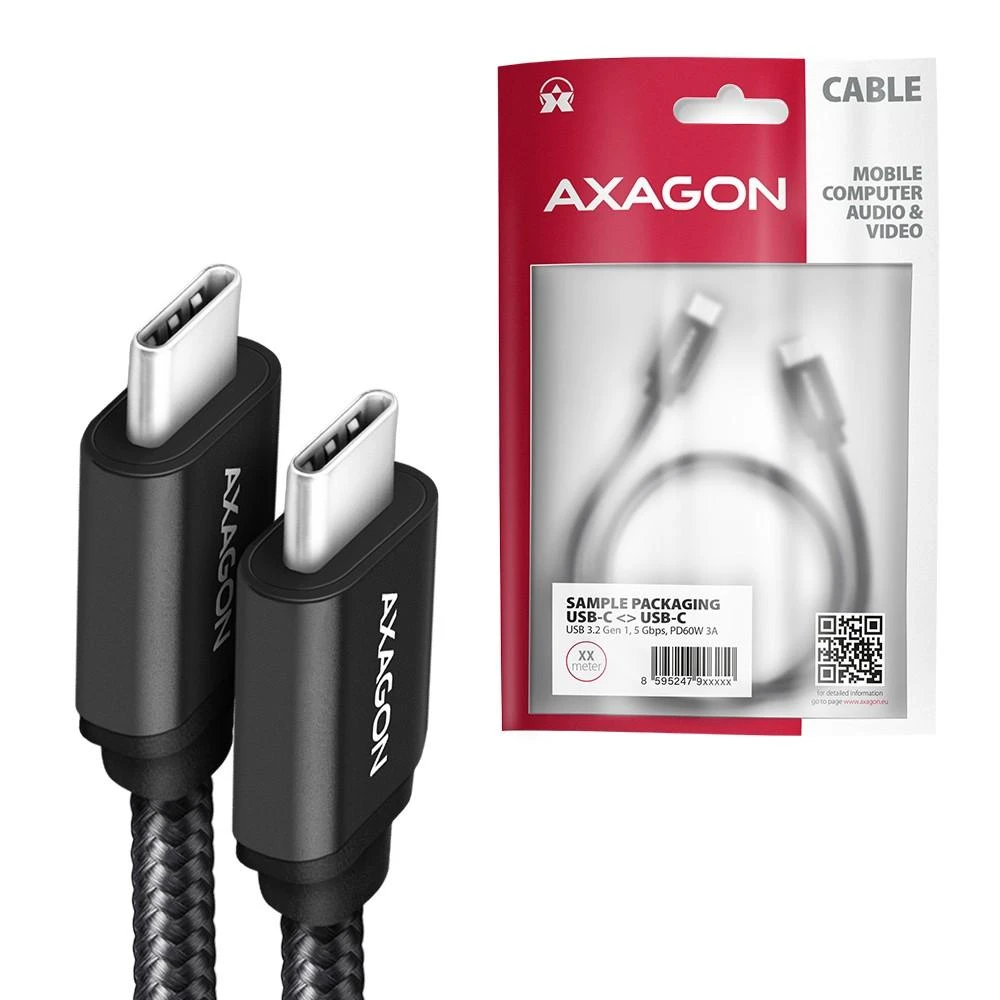 AXAGON | Duomenų ir įkrovimo USB 3.2 Gen 1 laidas, 1,5 m | BUCM3-CM15AB | USB C tipo - USB C tipo