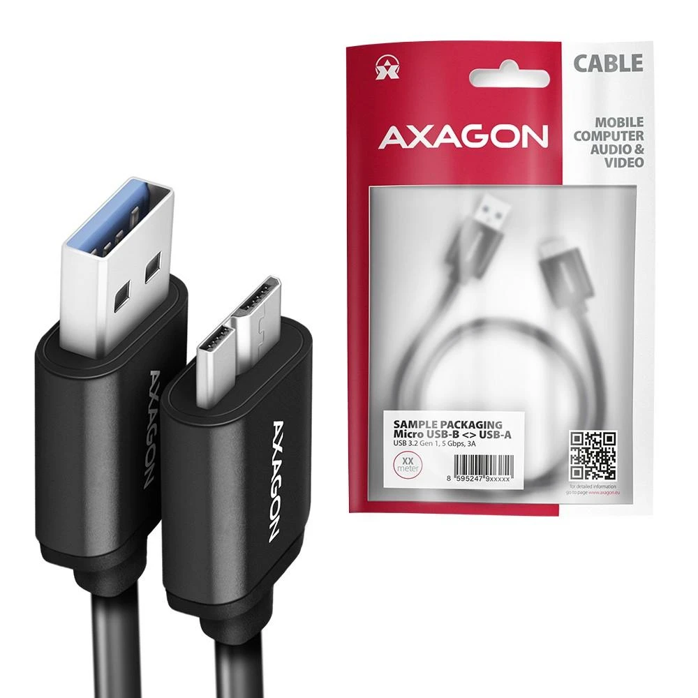 AXAGON | Duomenų ir įkrovimo laidas, 1 m | BUMM3-AM10AB | USB A tipo į USB Micro-B tipo