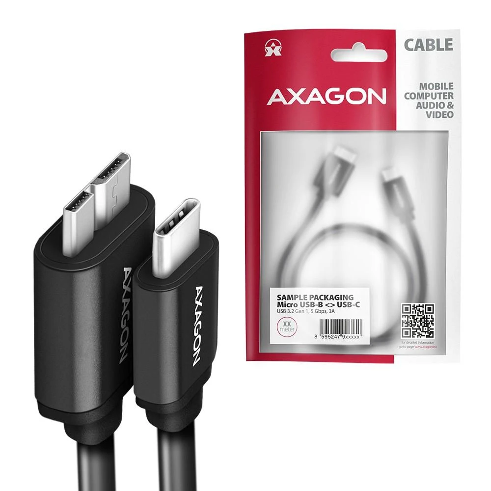 AXAGON | Duomenų ir maitinimo kabelis, 1 m | BUMM3-CM10AB | USB C tipo į USB Micro-B tipo