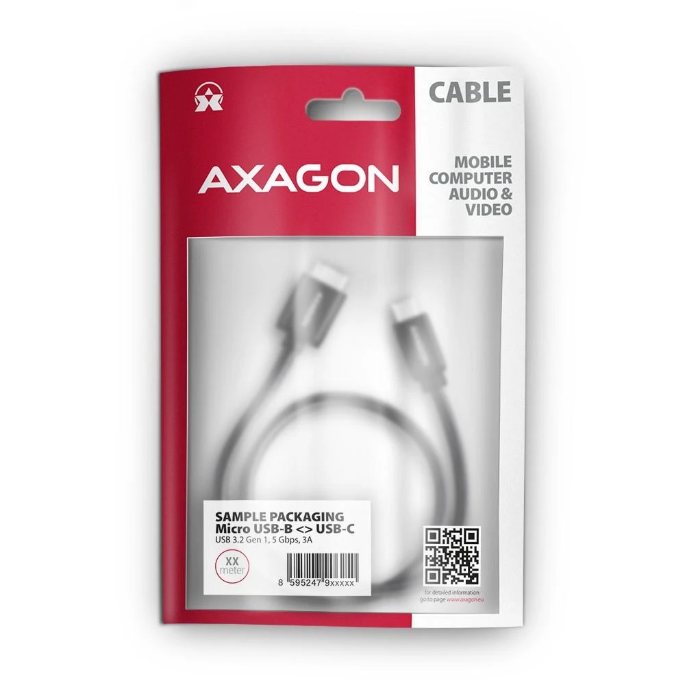 AXAGON | Duomenų ir maitinimo kabelis, 1 m | BUMM3-CM10AB | USB C tipo į USB Micro-B tipo