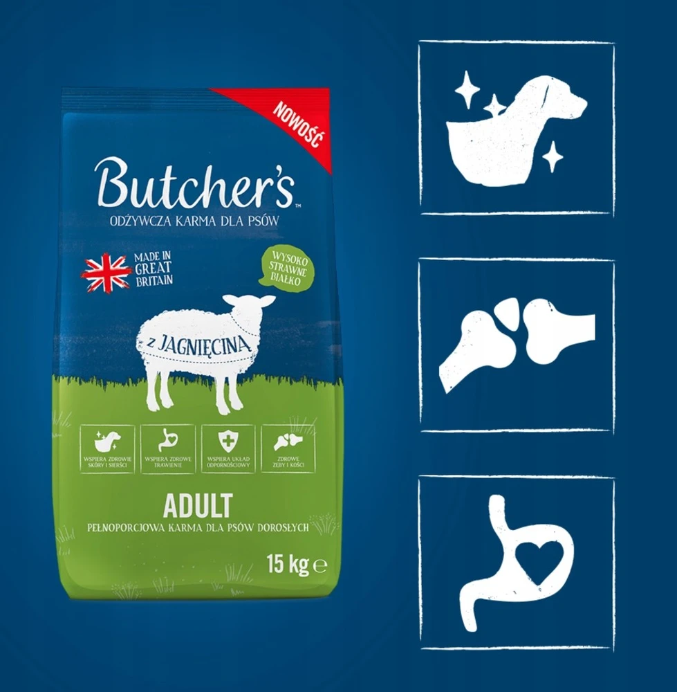 Butchers BUTCHER’S Original ėriena – sausas Maistas šunims – 15kg