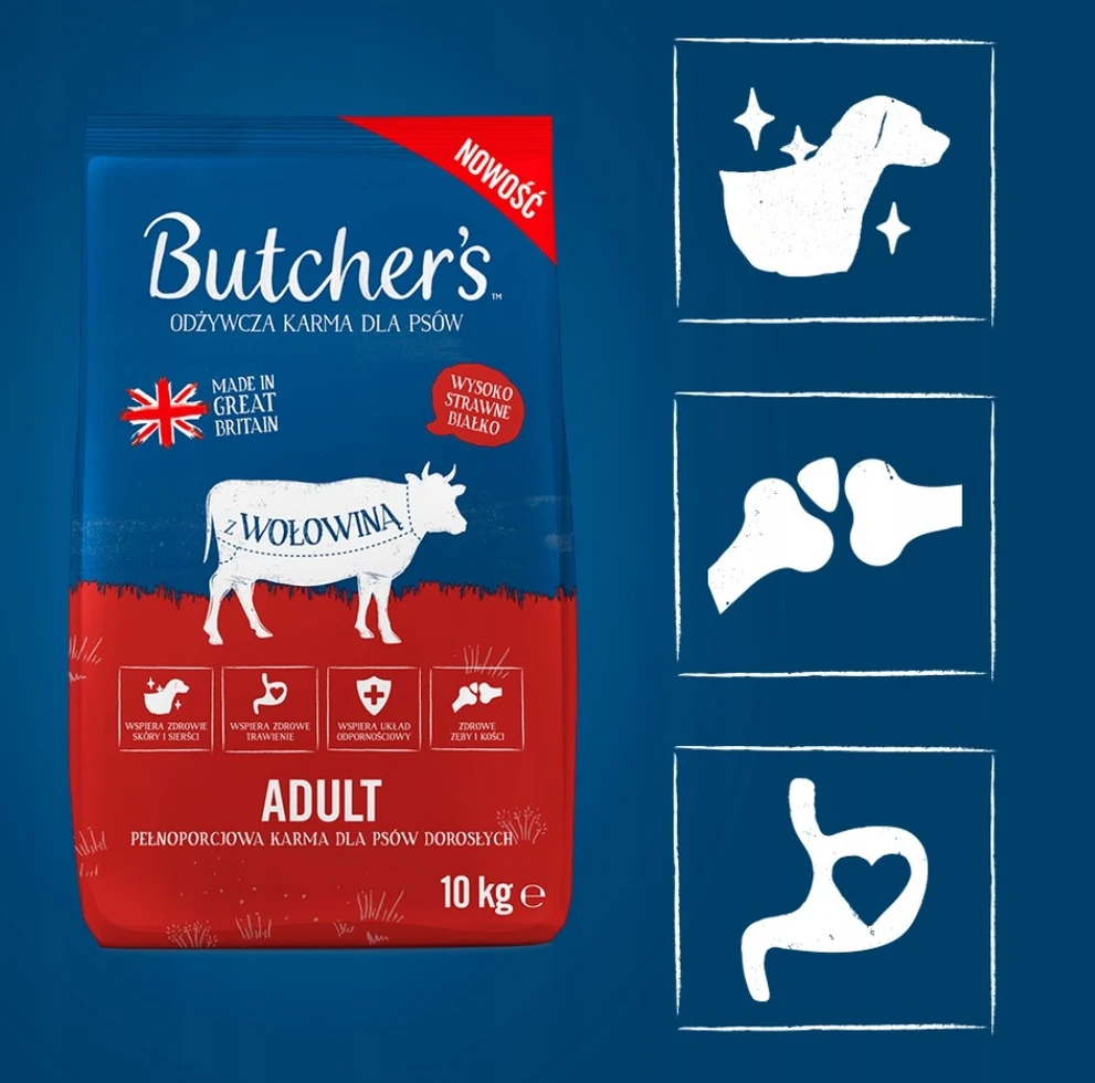Butchers BUTCHER’S Natural & Healthy Dog su jautiena – sausas šunų pašaras – 10kg