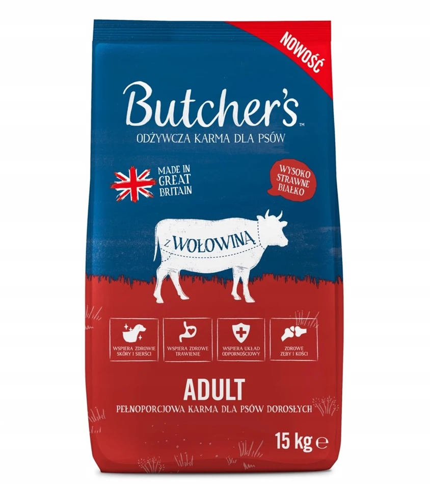 Šunų maistas - Butcher's Natural & Healthy Sausas Šunų Maistas Su Jautiena, 24% Baltymų, 15kg