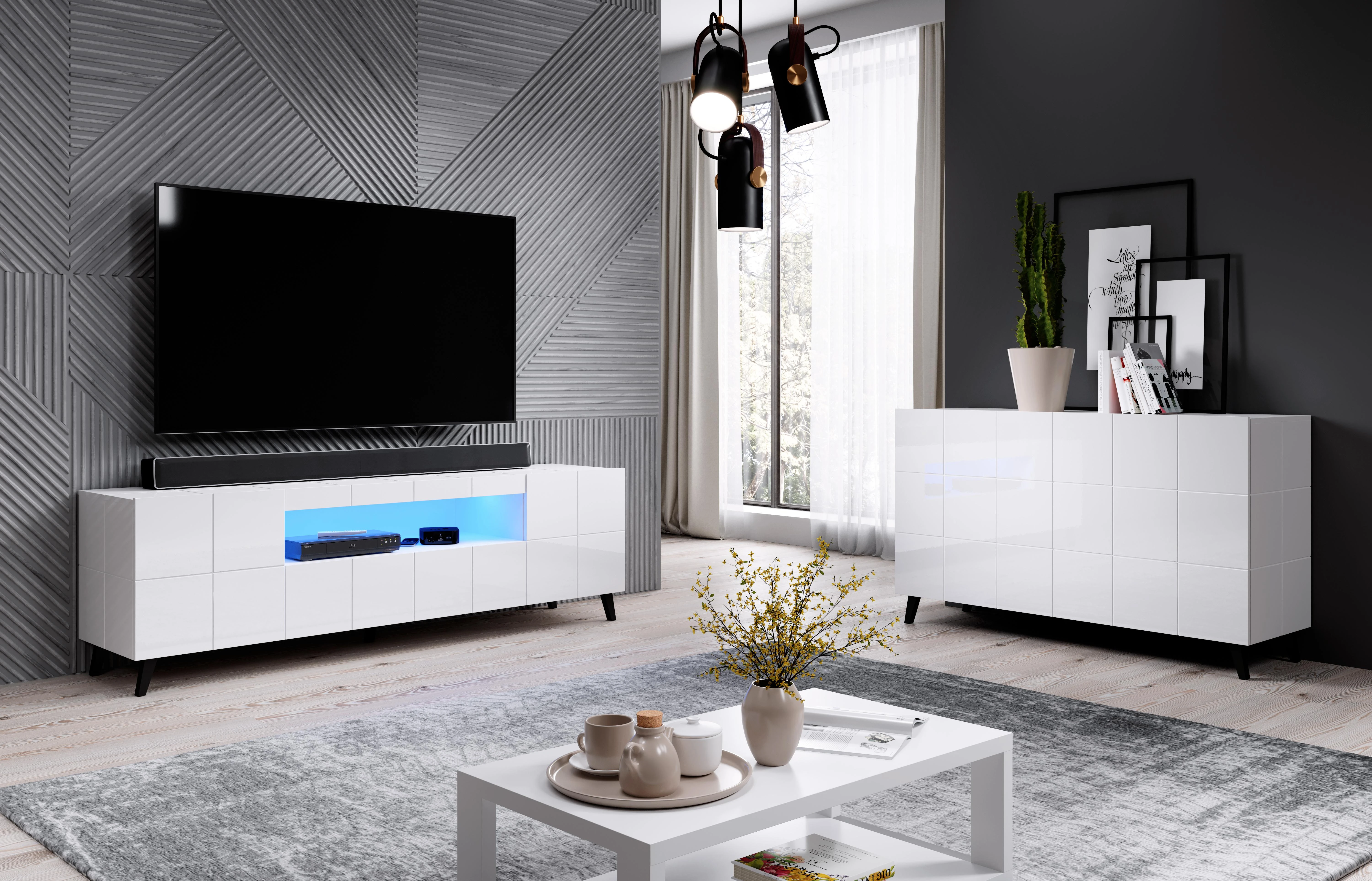 Cama Meble Šoninė Spintelė - Cama 2D Balta Blizgi