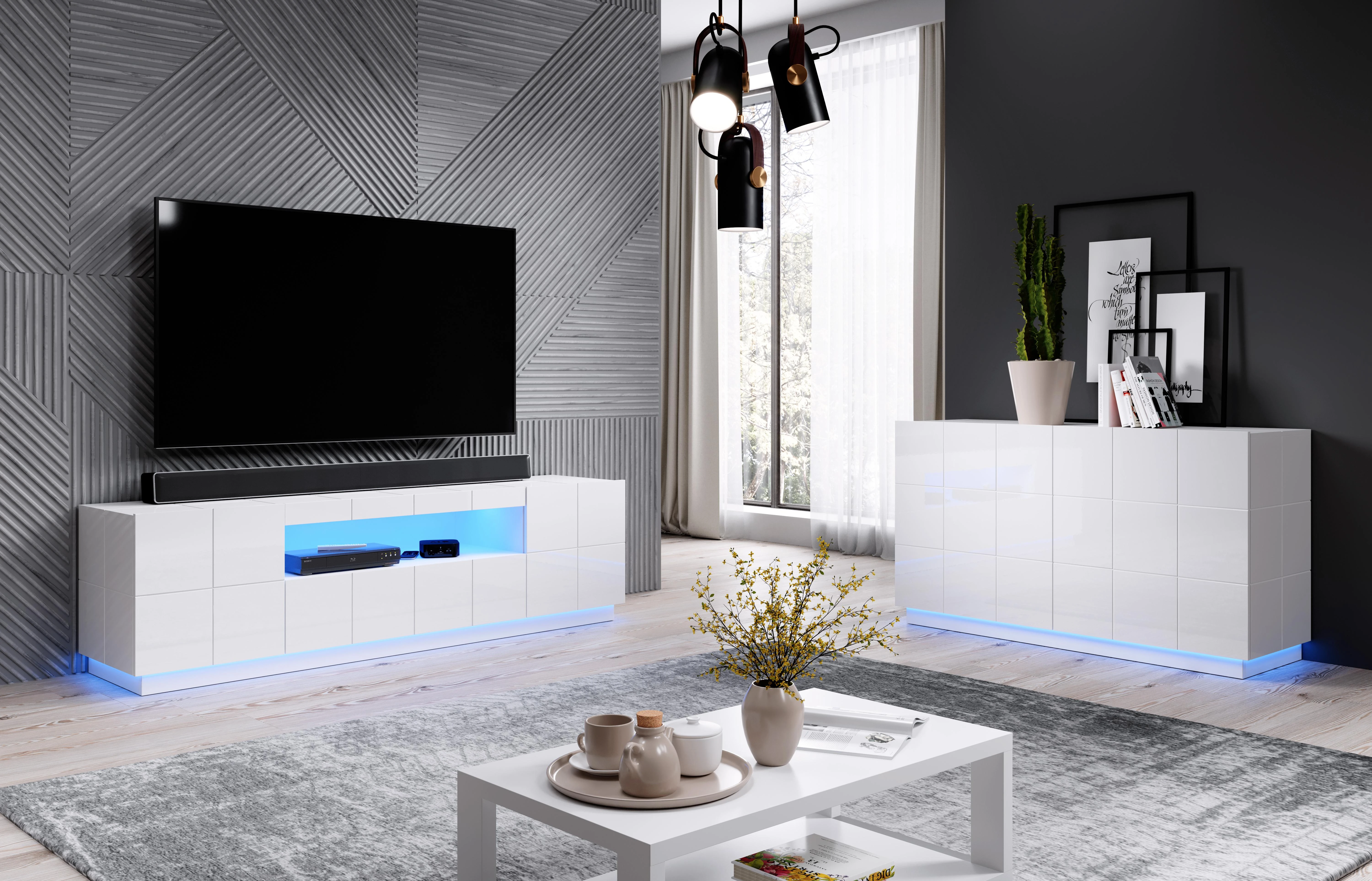 Cama Meble Šoninė Spintelė - Cama 2D Balta Blizgi