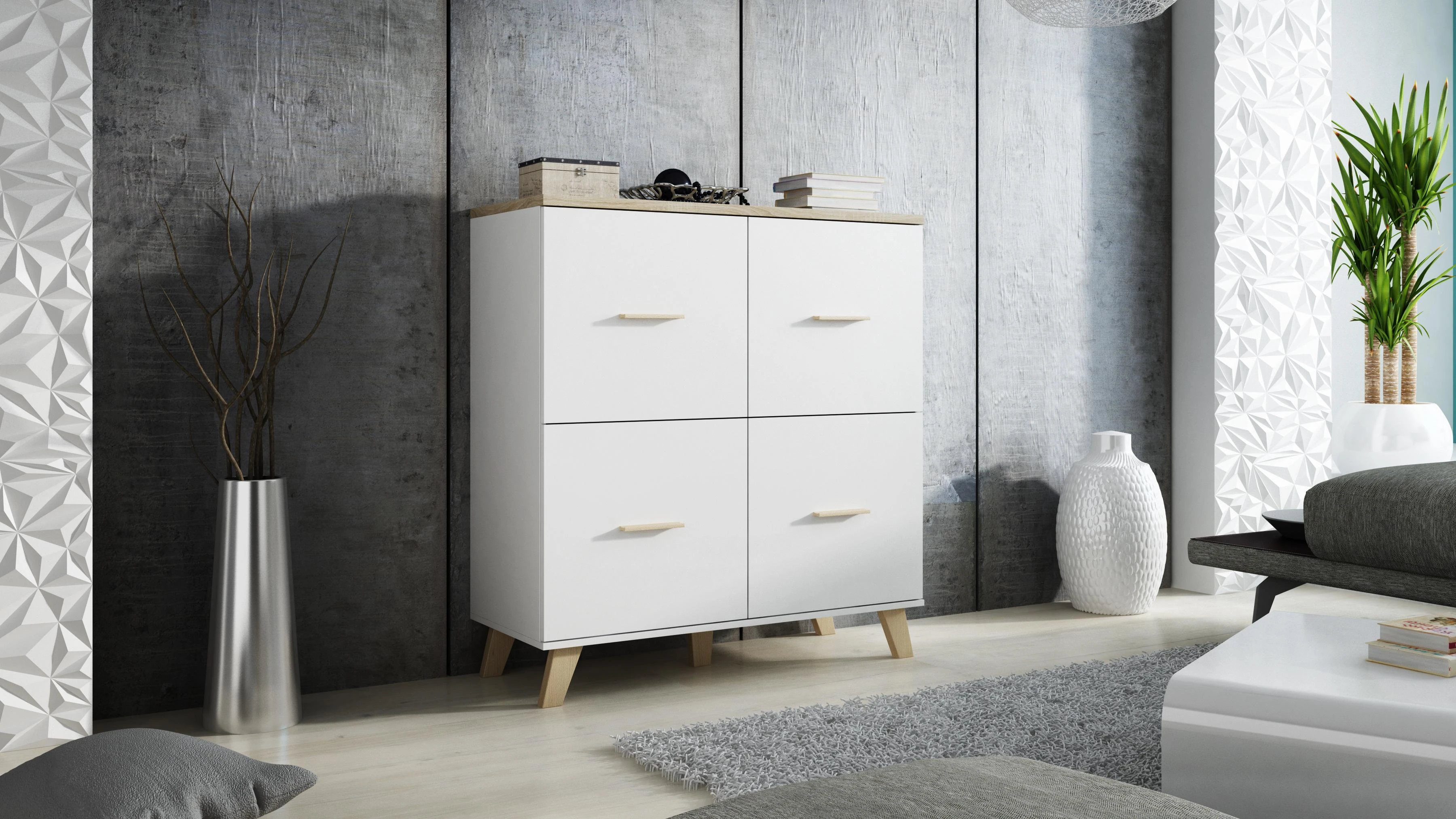Cama Meble Svetainės Baldų Komplektas - Cama ROCO 2 Juodas/Baltas