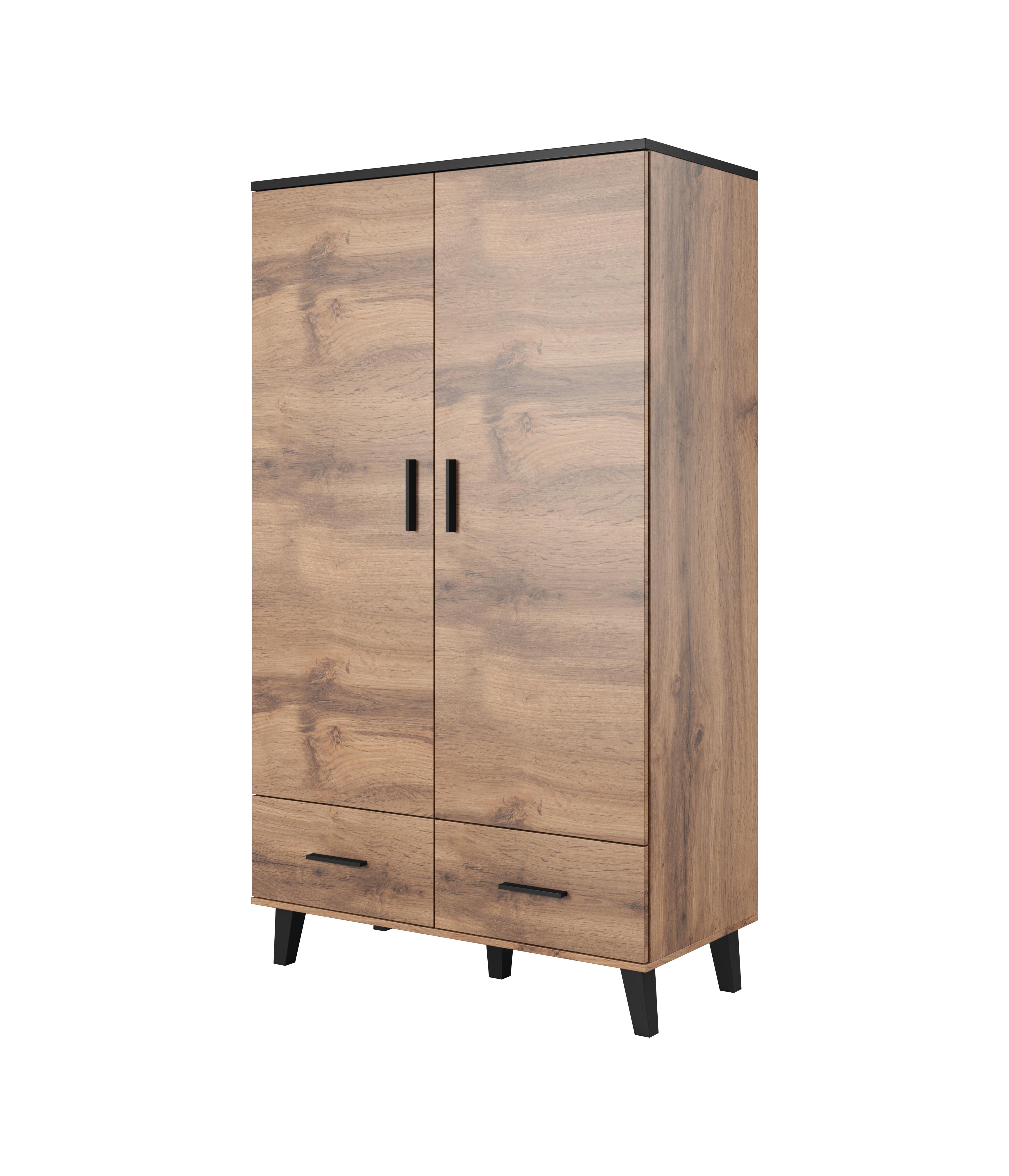 Cama Meble Spinta - Cama Lotta 2 Durys Wotan Ąžuolas Ir Matinė Juoda