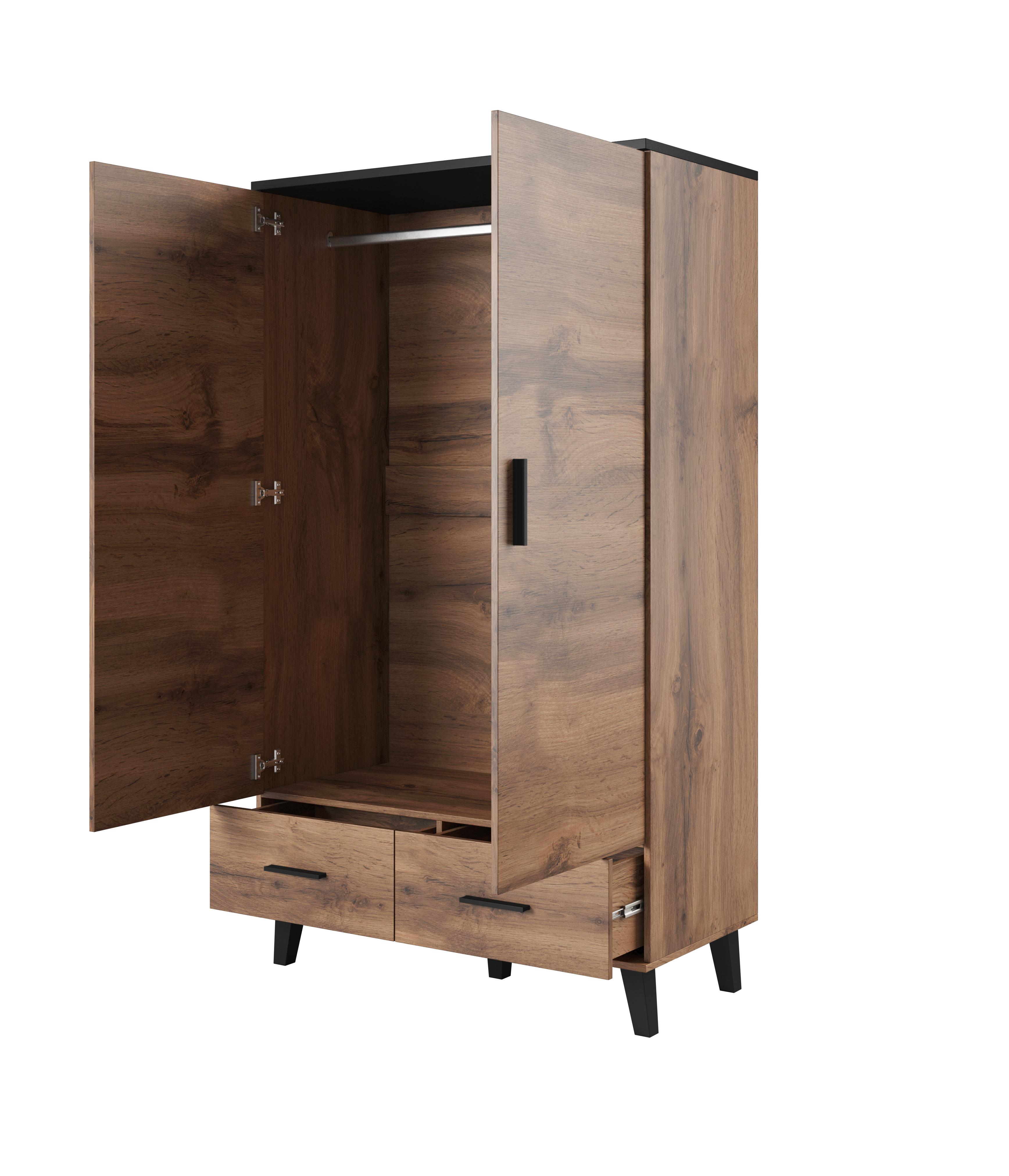 Cama Meble Spinta - Cama Lotta 2 Durys Wotan Ąžuolas Ir Matinė Juoda