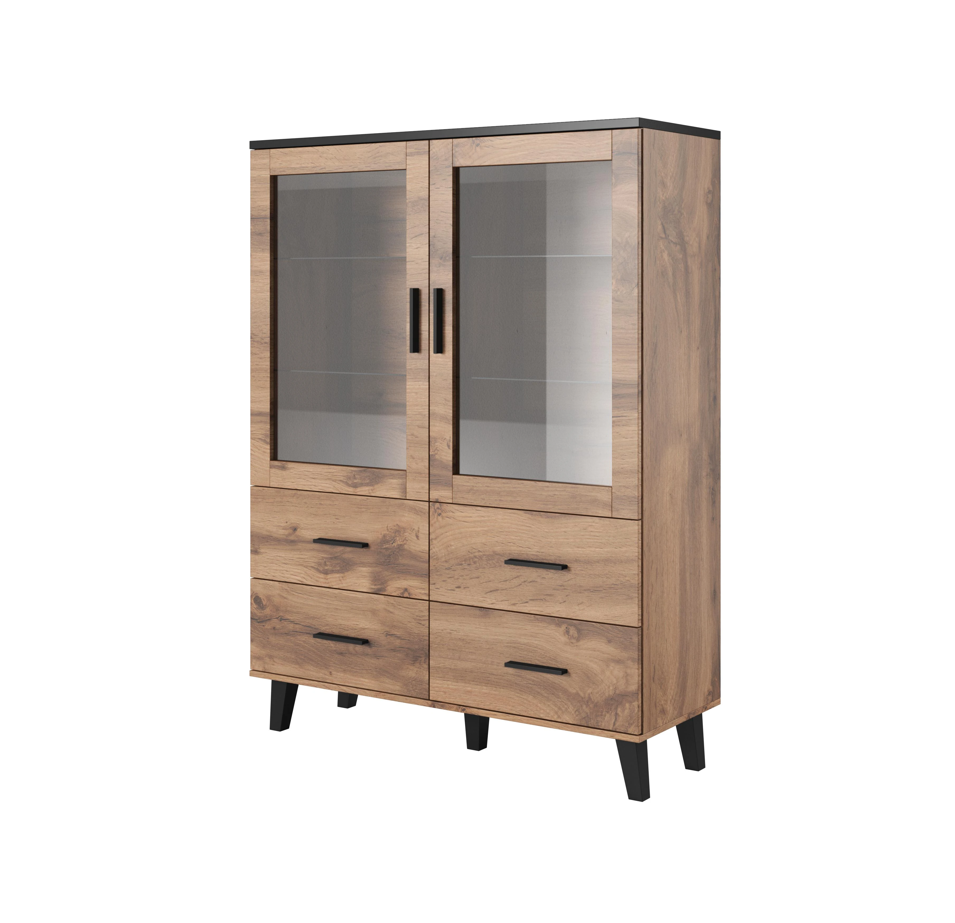 Cama Meble Svetainės Sekcija - Cama Lotta 2d4d Wotan Ąžuolas + Matinė Juoda