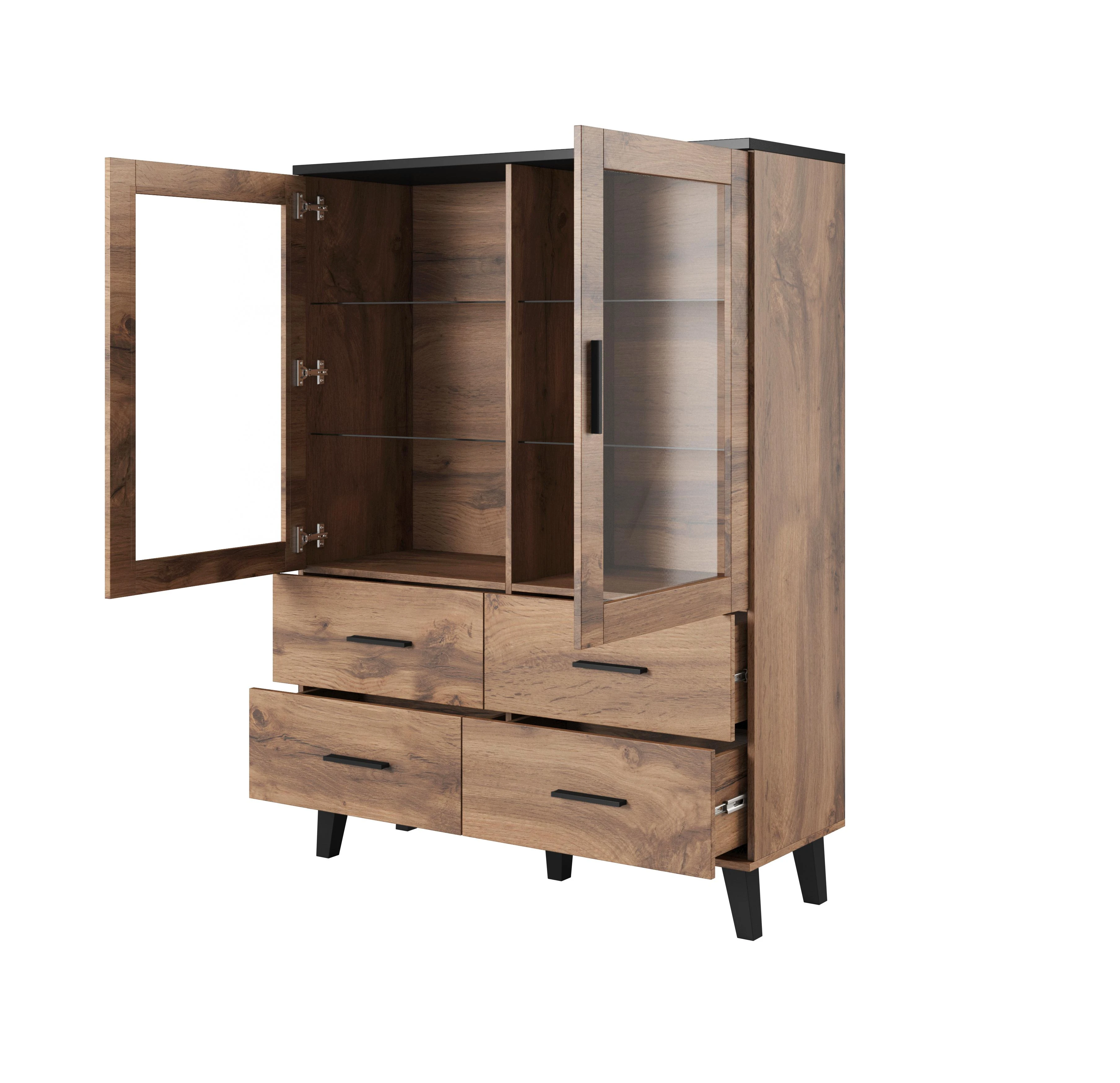 Cama Meble Svetainės Sekcija - Cama Lotta 2d4d Wotan Ąžuolas + Matinė Juoda