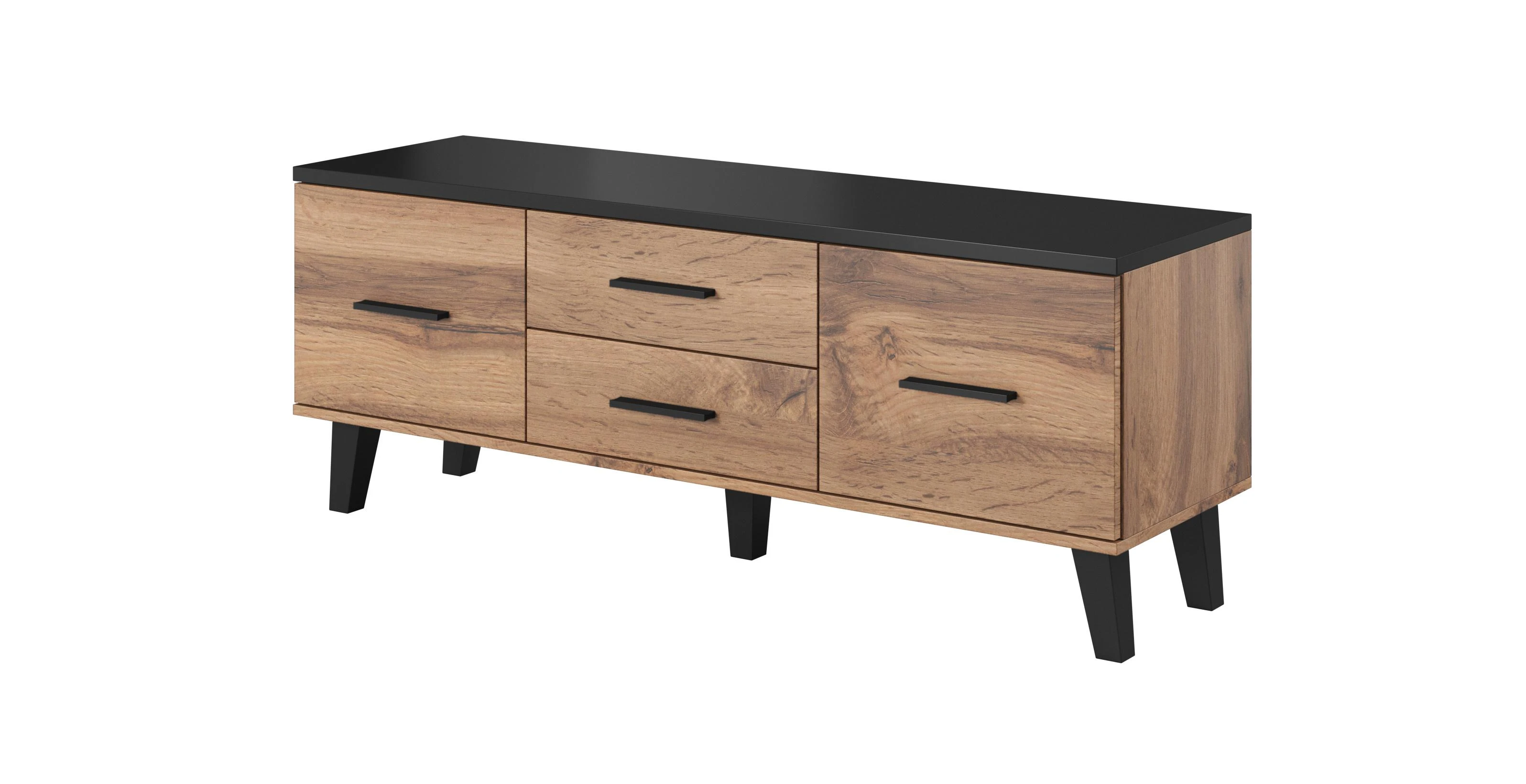 Cama Meble TV Stovas - Cama Lotta 140 Cm Wotan Ąžuolas Matinė Juoda