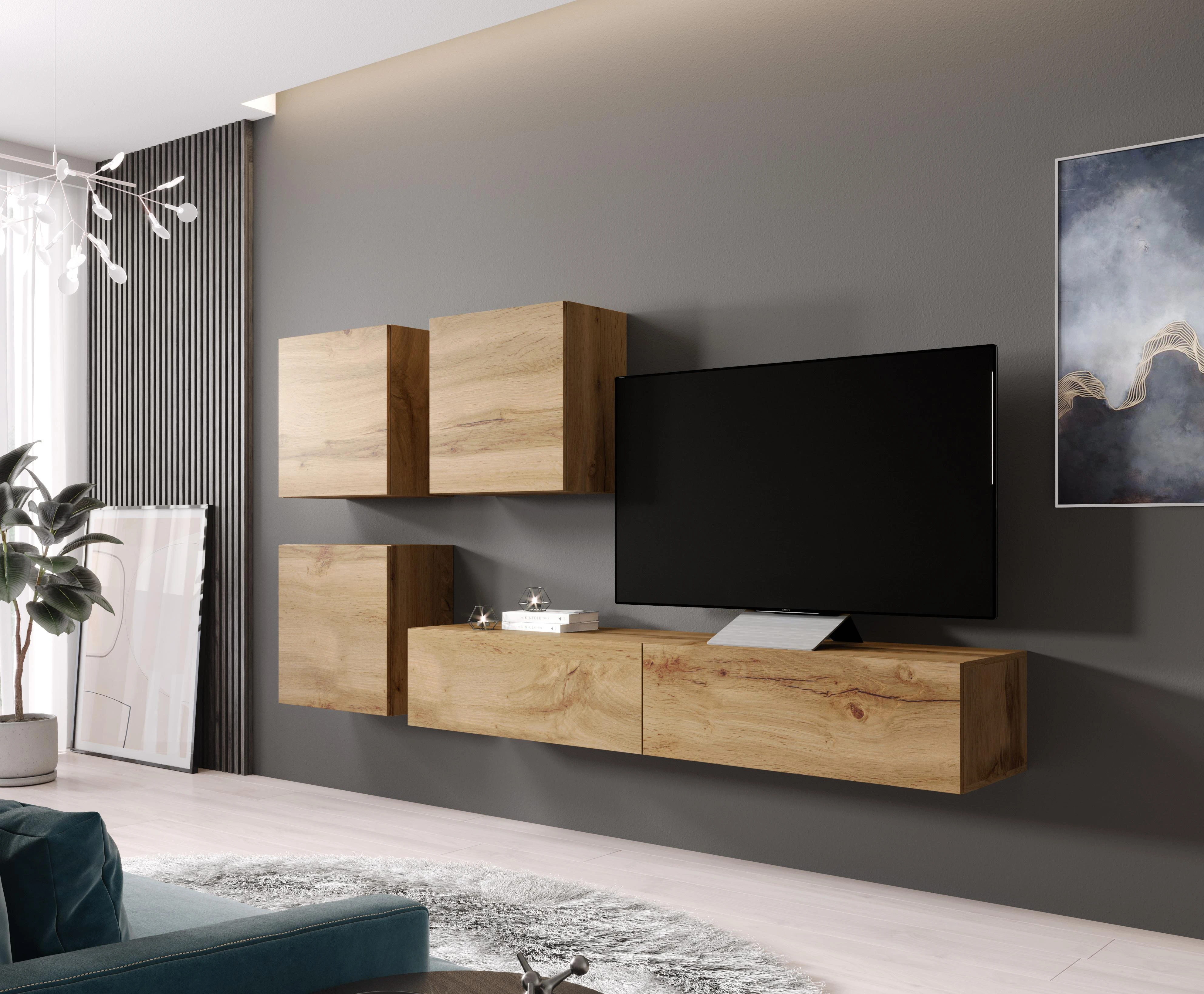 Cama pakabinama TV spintelė VIGO '180' 30/180/40 (spalva: Votan ąžuolas)