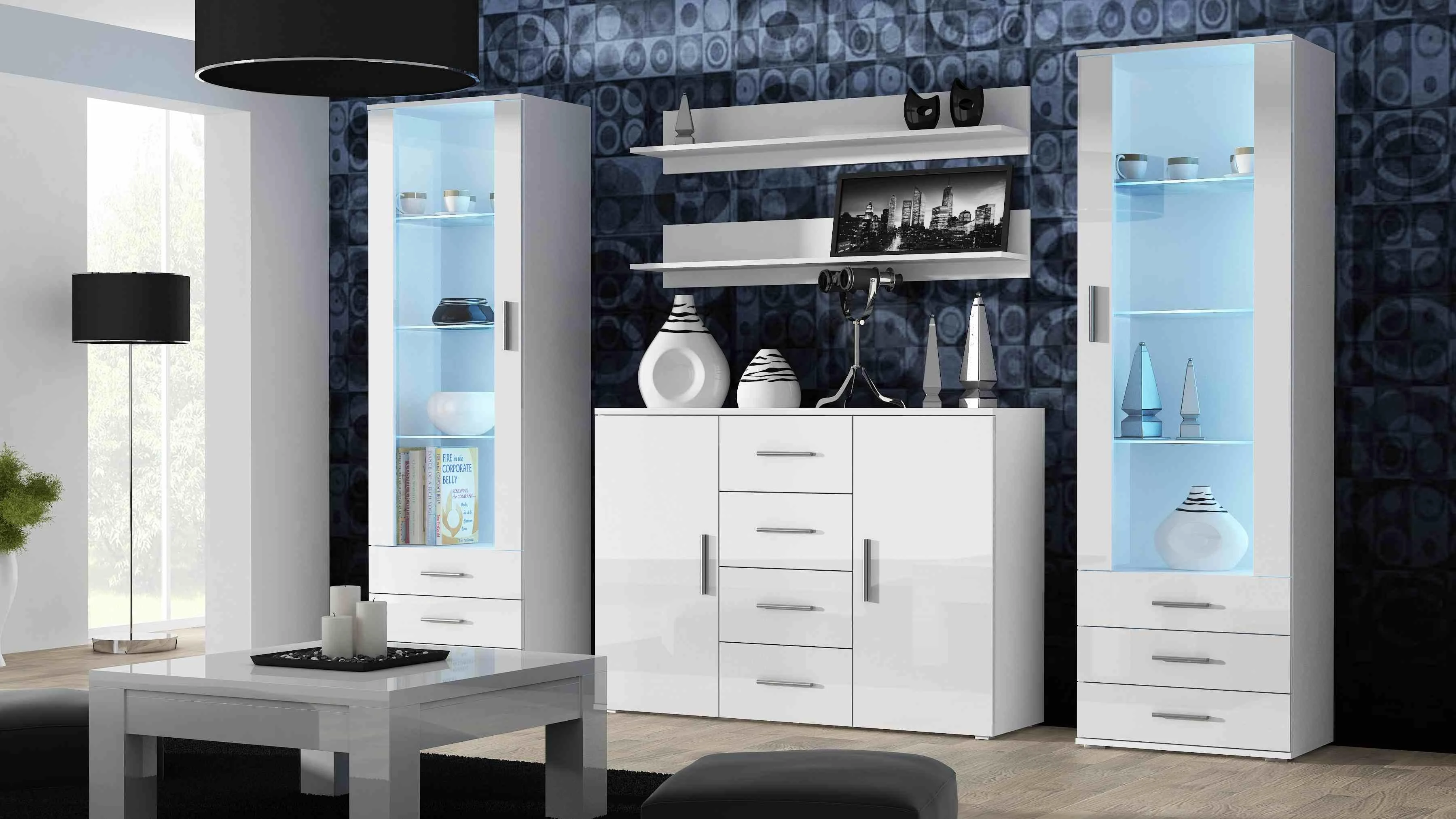 Cama Meble Svetainės Sekcija - Cama Soho S1 Balta Blizgi