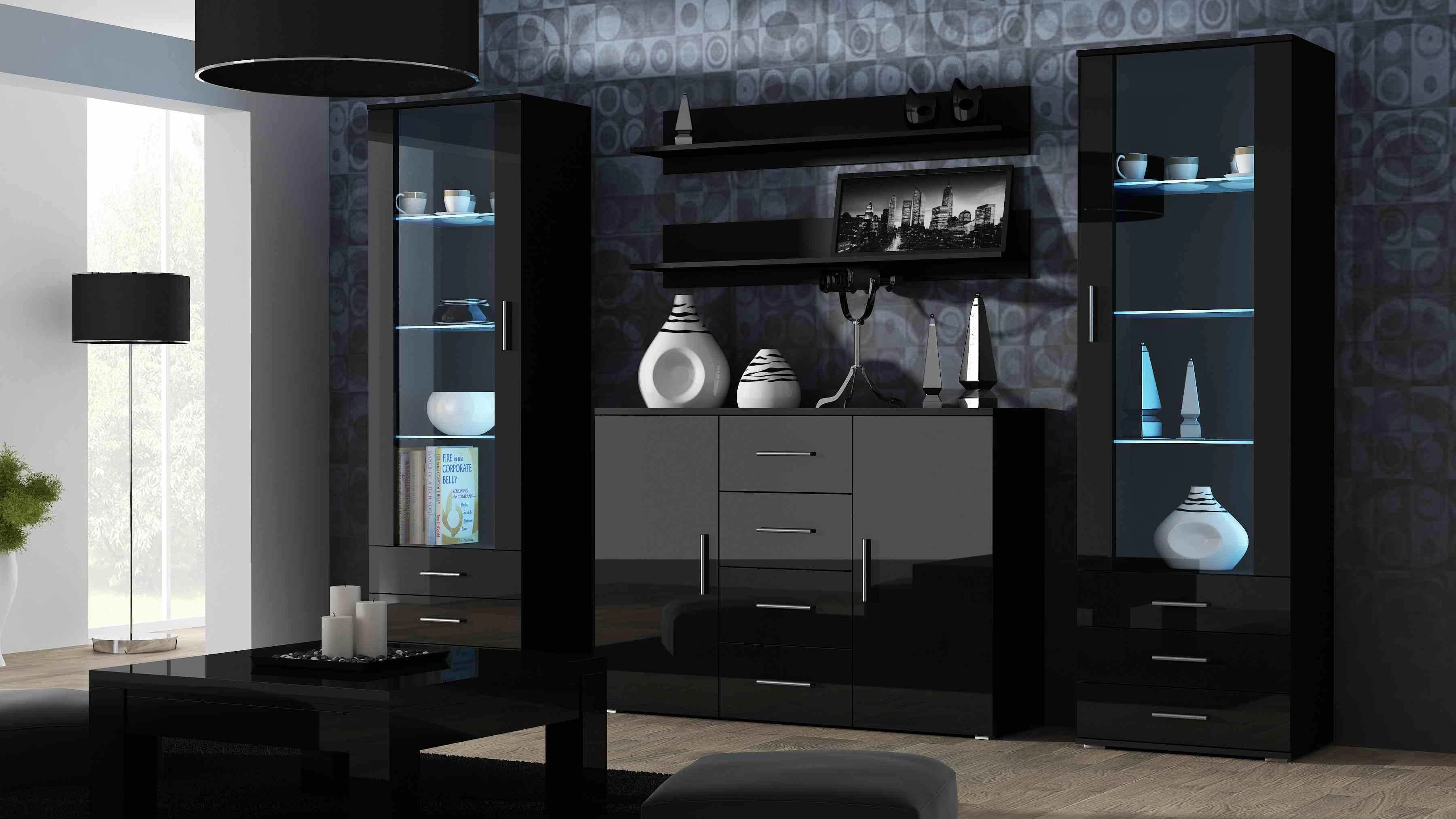 Cama Meble Svetainės Sekcija - Soho S1, Juodas Blizgus