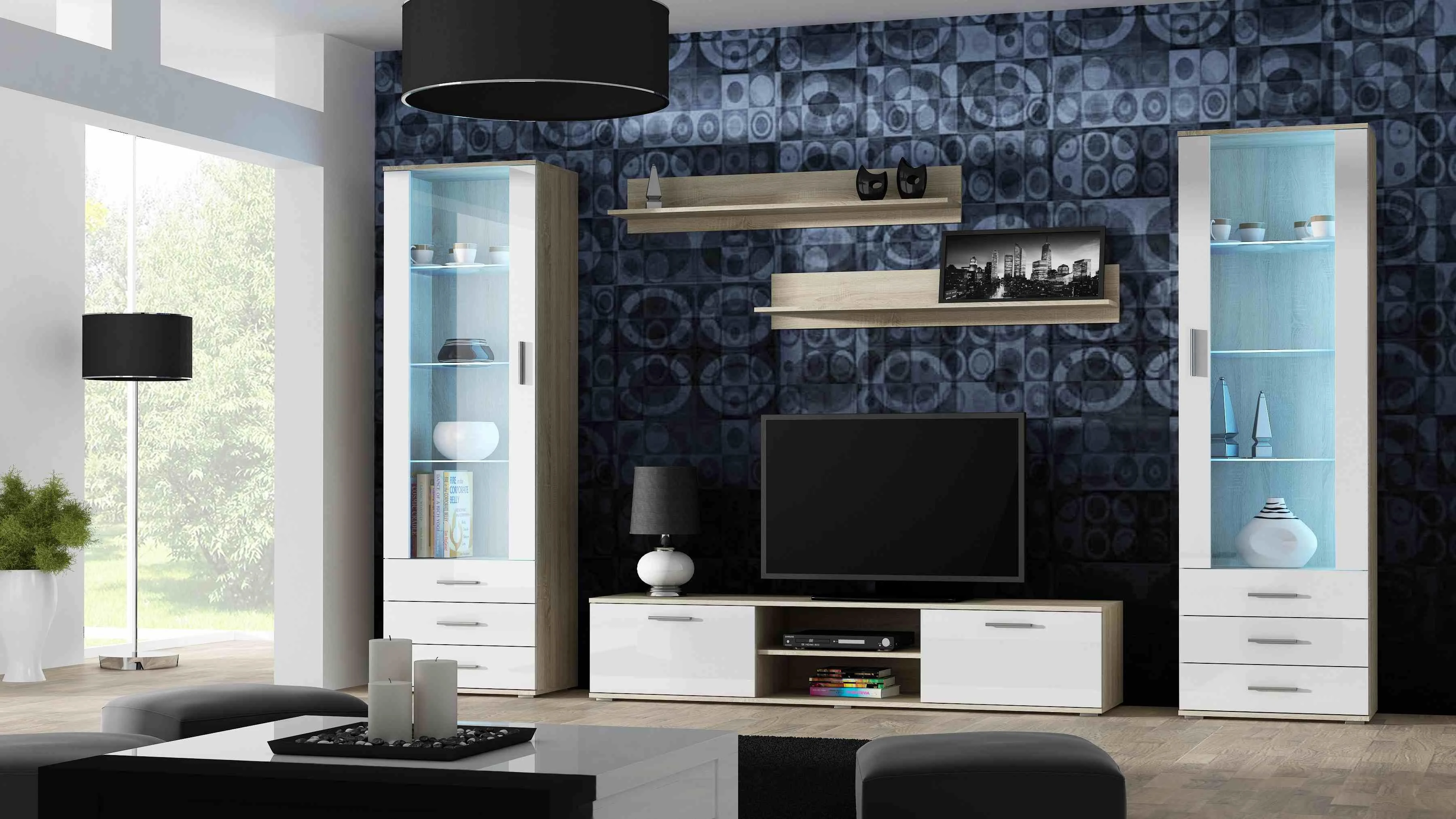 Cama Meble Svetainės sekcija - Cama SOHOWITS1 DS/BI ąžuolas/baltas blizgesys