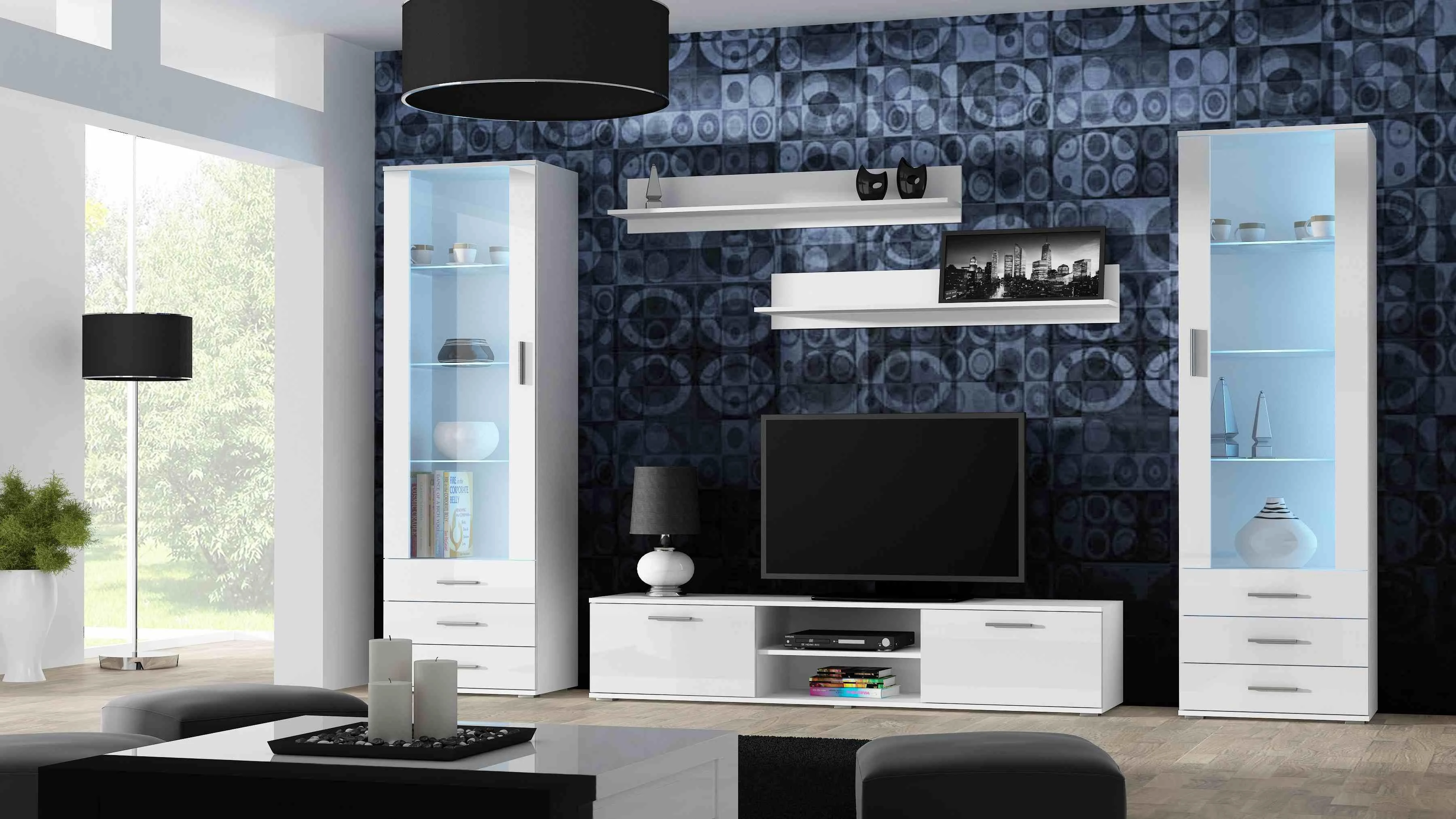 Cama Meble Televizoriaus Stovas - Cama Soho 180 Baltas Blizgus