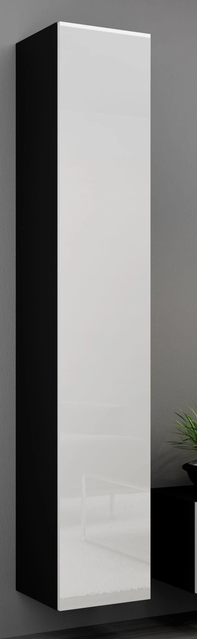 Cama sieninė spintelė VIGO '180' 180/40/30 (spalva: balta/blizgi juoda)