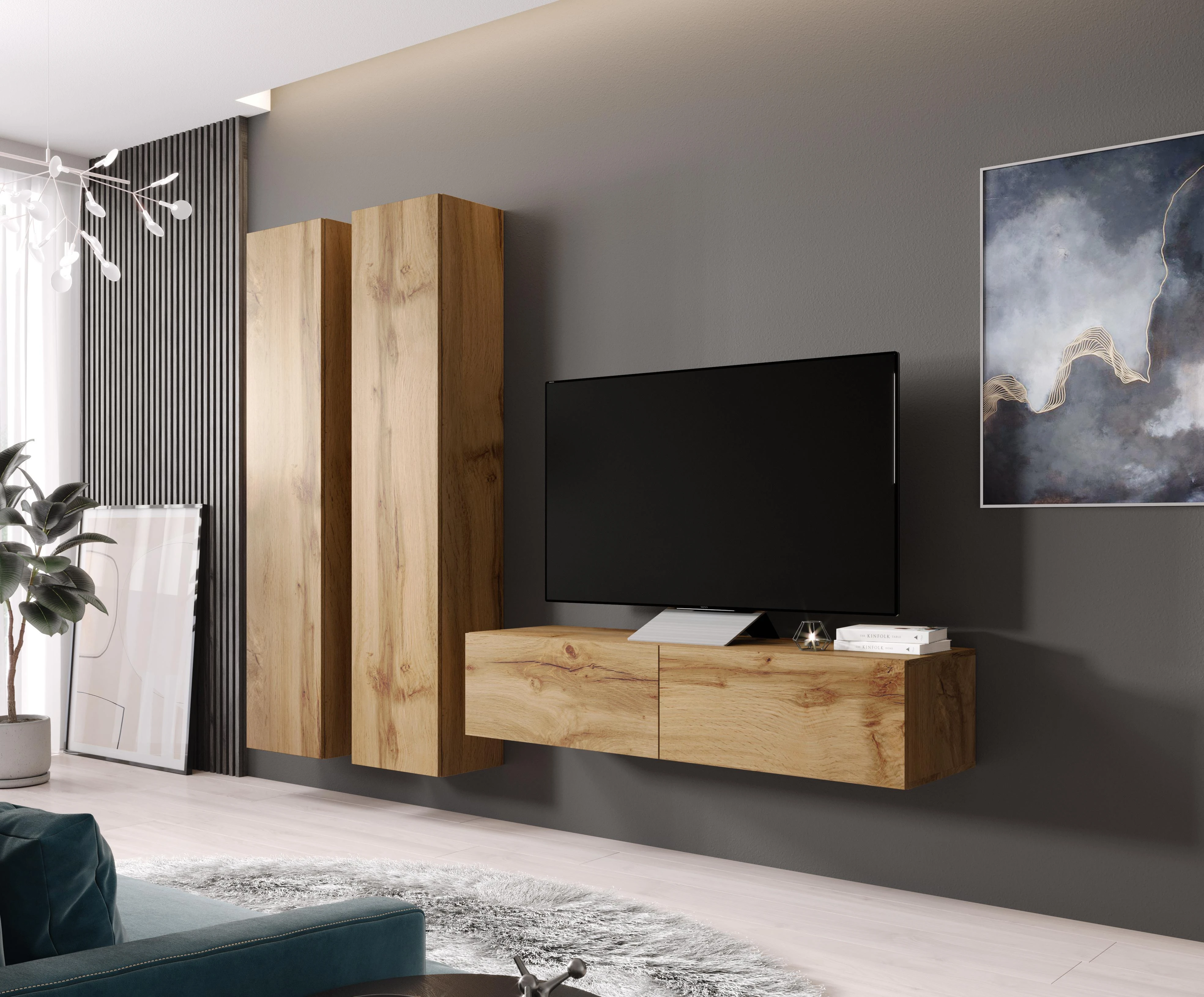 Cama Meble Sieninė lentyna VIGO '180', 180/40/30, (spalva: Votan ąžuolas)