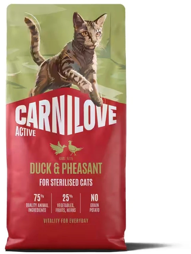 Carni Love Active Cat antis ir fazanas Sterilised – sausas kačių maistas – 6kg