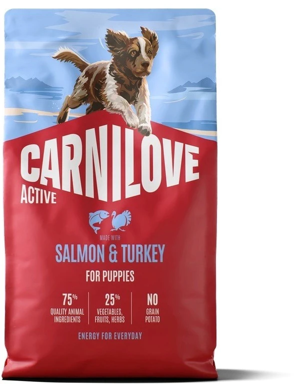 Carni Love Active Dog Puppies su lašiša ir kalakutiena - dry dog food - 4kg
