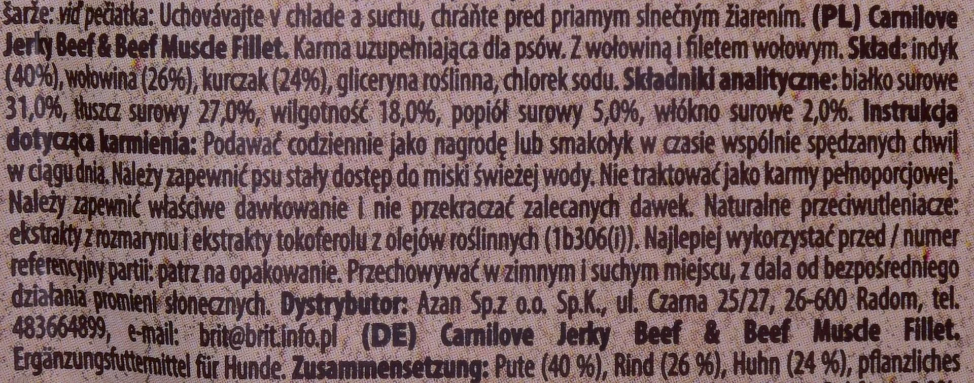 Carni Love CARNILOVE šunų skanėstas Jerky jautiena su jautienos raumenų filė 100 g