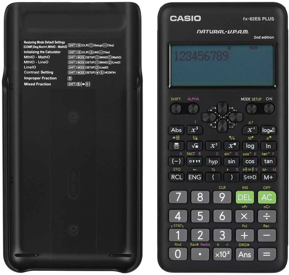 Casio fx-82esplus-2 kalkulator naukowy, 252 funkcje, 77x162mm, juoda box