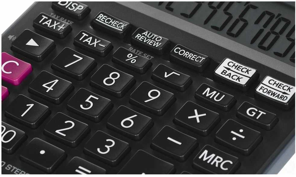 Casio mj-120d plus stacionarus skaičiuotuvas, juodas, 12 skaitmenų ekranas