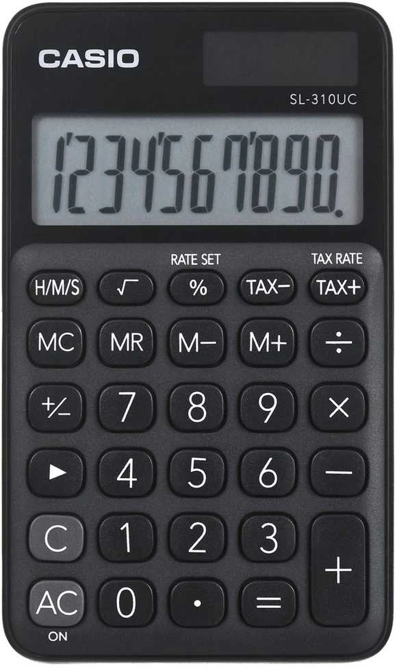 Casio kalkulator kieszonkowy sl-310uc-bk juoda, 10 cyfrowy wyświetlacz