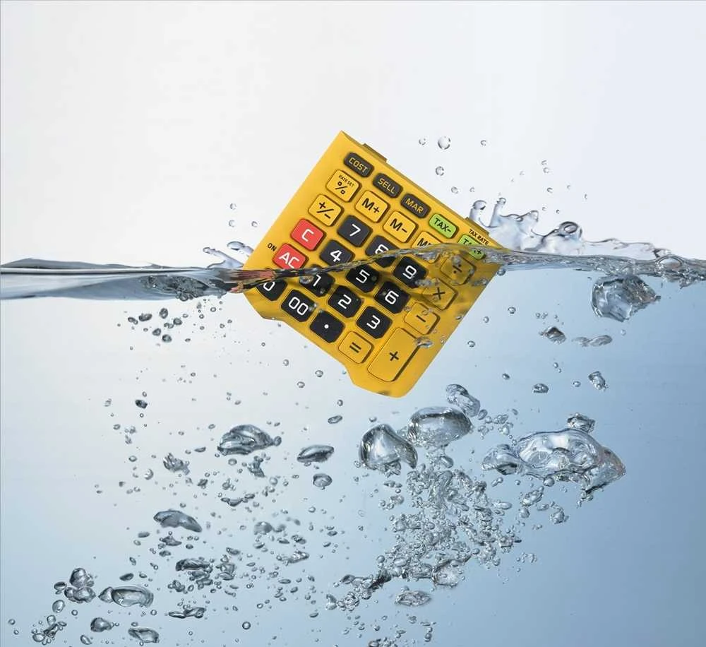 „Casio Office“ skaičiuotuvas, atsparus vandeniui WM-320MT-S, 12 skaitmenų ekranas, nuimama klaviatūra, 108,5 x 168,5, atsparumo vandeniui ir purvui lygis: IP54