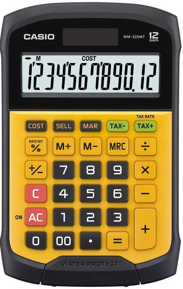 „Casio Office“ skaičiuotuvas, atsparus vandeniui WM-320MT-S, 12 skaitmenų ekranas, nuimama klaviatūra, 108,5 x 168,5, atsparumo vandeniui ir purvui lygis: IP54
