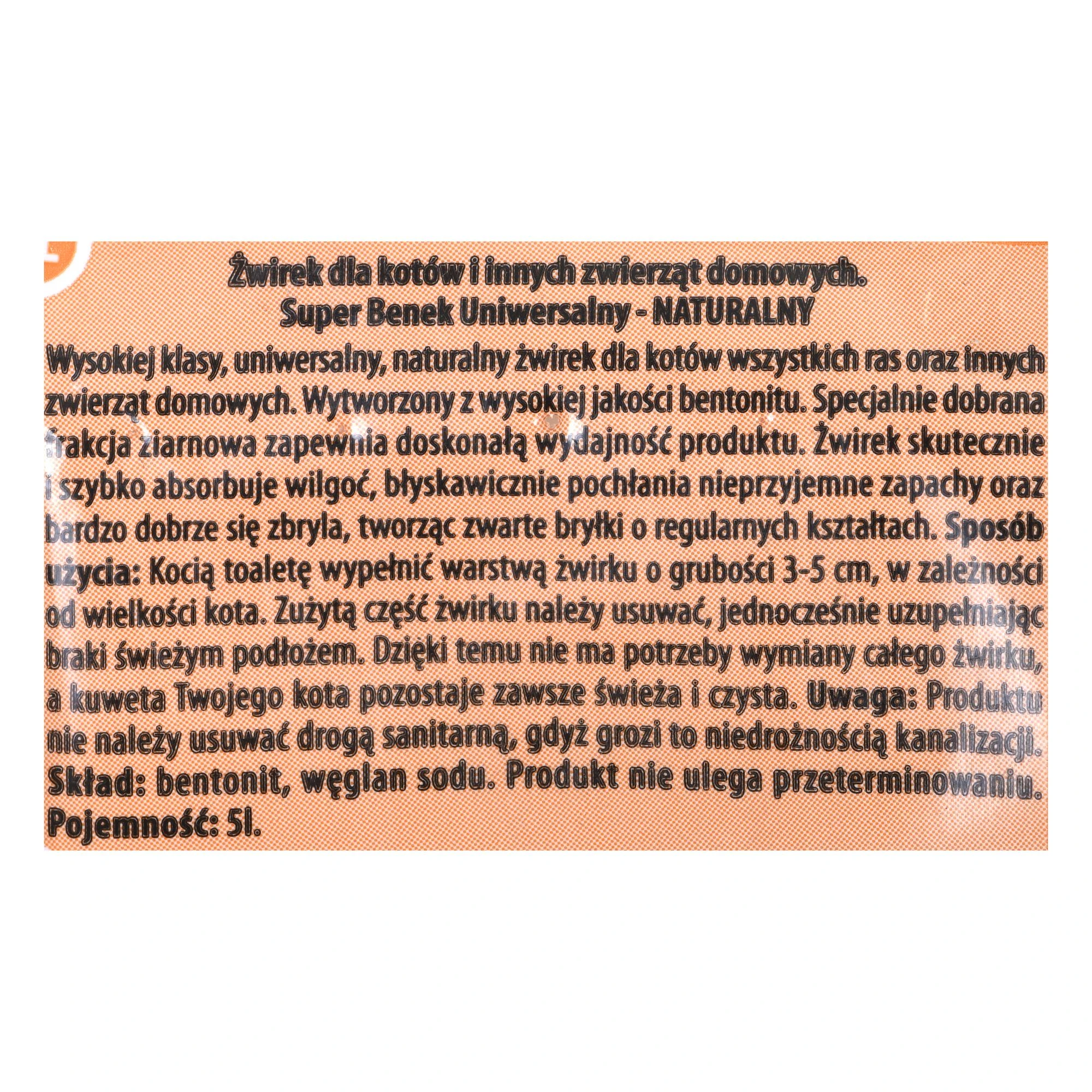 Certech Kačių Kraikas - SUPER BENEK UNIVERSAL Bentonito Smėlis 5 l