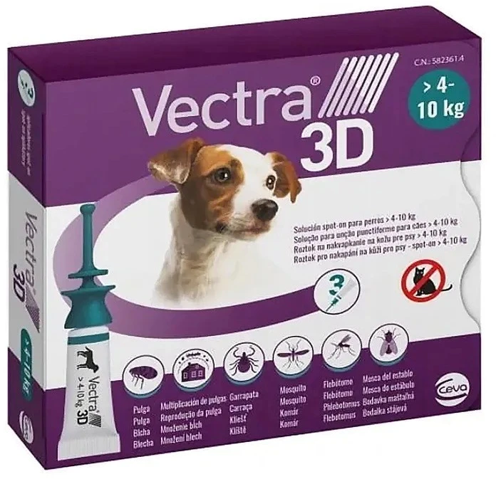 CEVA Vectra 3D (4-10kg) - anti-parasite drops for dogs - 3 x 1ml