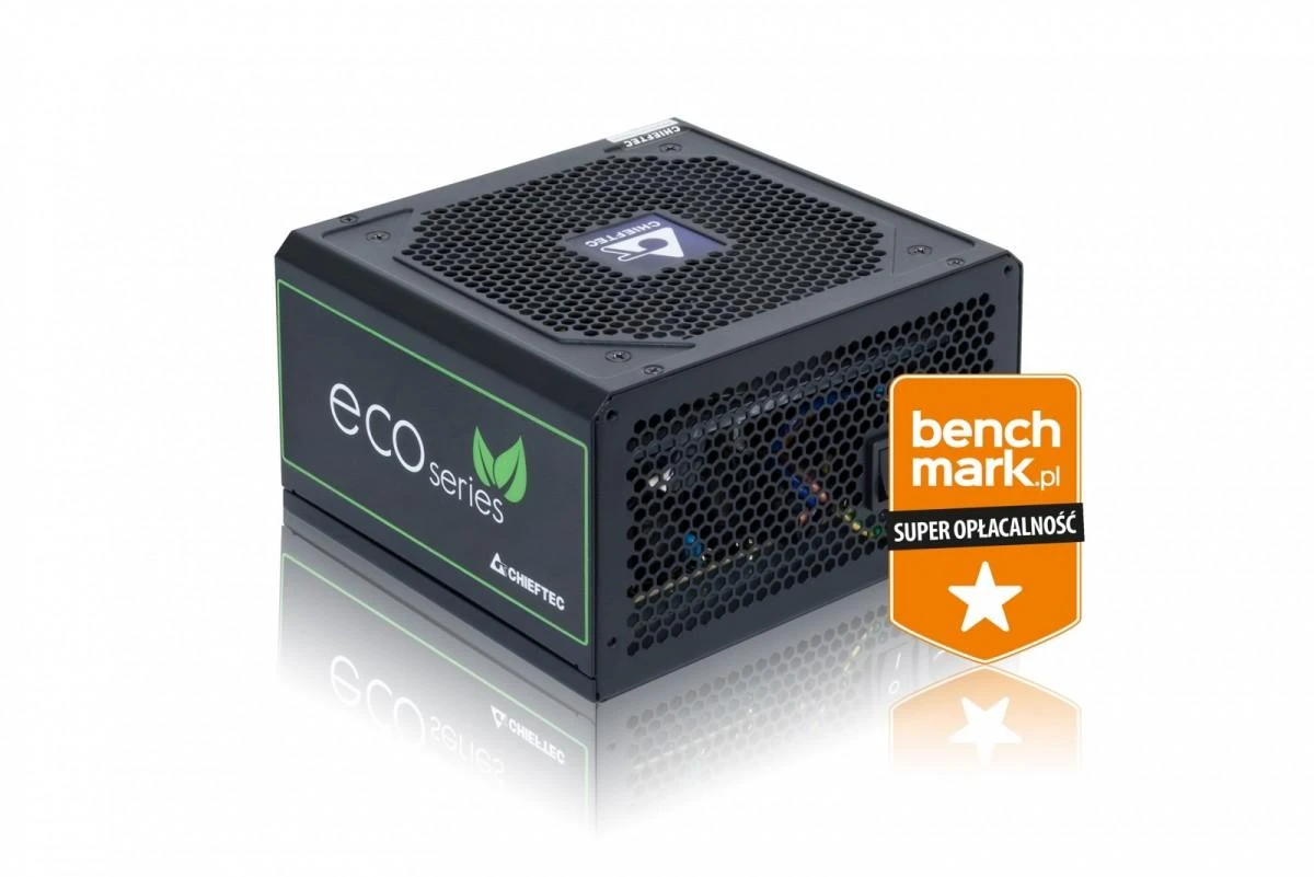 CHIEFTEC ECO serijos 600 W ATX-12V V.2.3 maitinimo šaltinis su 12 cm ventiliatoriumi Aktyvus PFC 230 V tik 85 proc. Efektyvumas, įskaitant maitinimo laidą