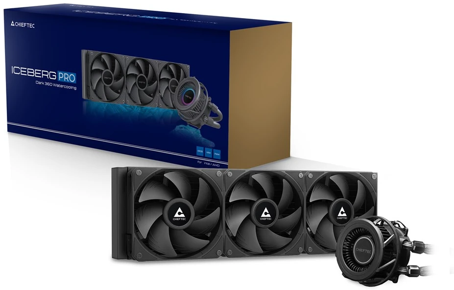 Chieftec CLC-360-VRM-BLK computer cooling system Kompiuterio dėklas All-in-one liquid cooler 12 cm Juodas