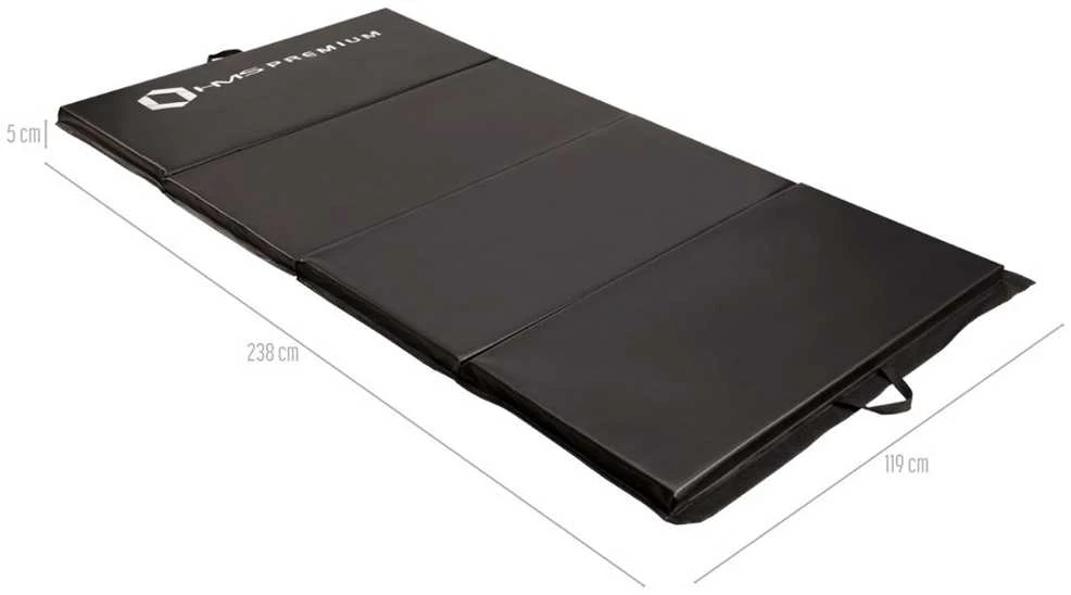 Sulankstomas gimnastikos kilimėlis HMS Premium MGS01 2400x1200mm, juodas