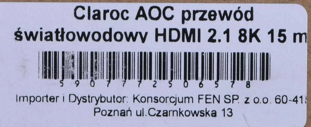 Claroc HDMI laido techninė gaminio etiketė