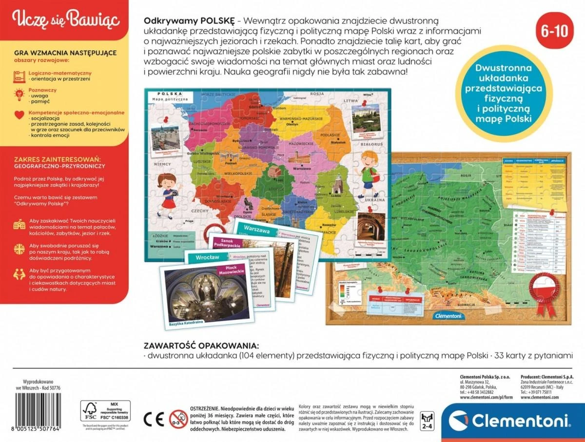 Clementoni Aš mokausi žaisdamas „Discovering Poland 50776“.