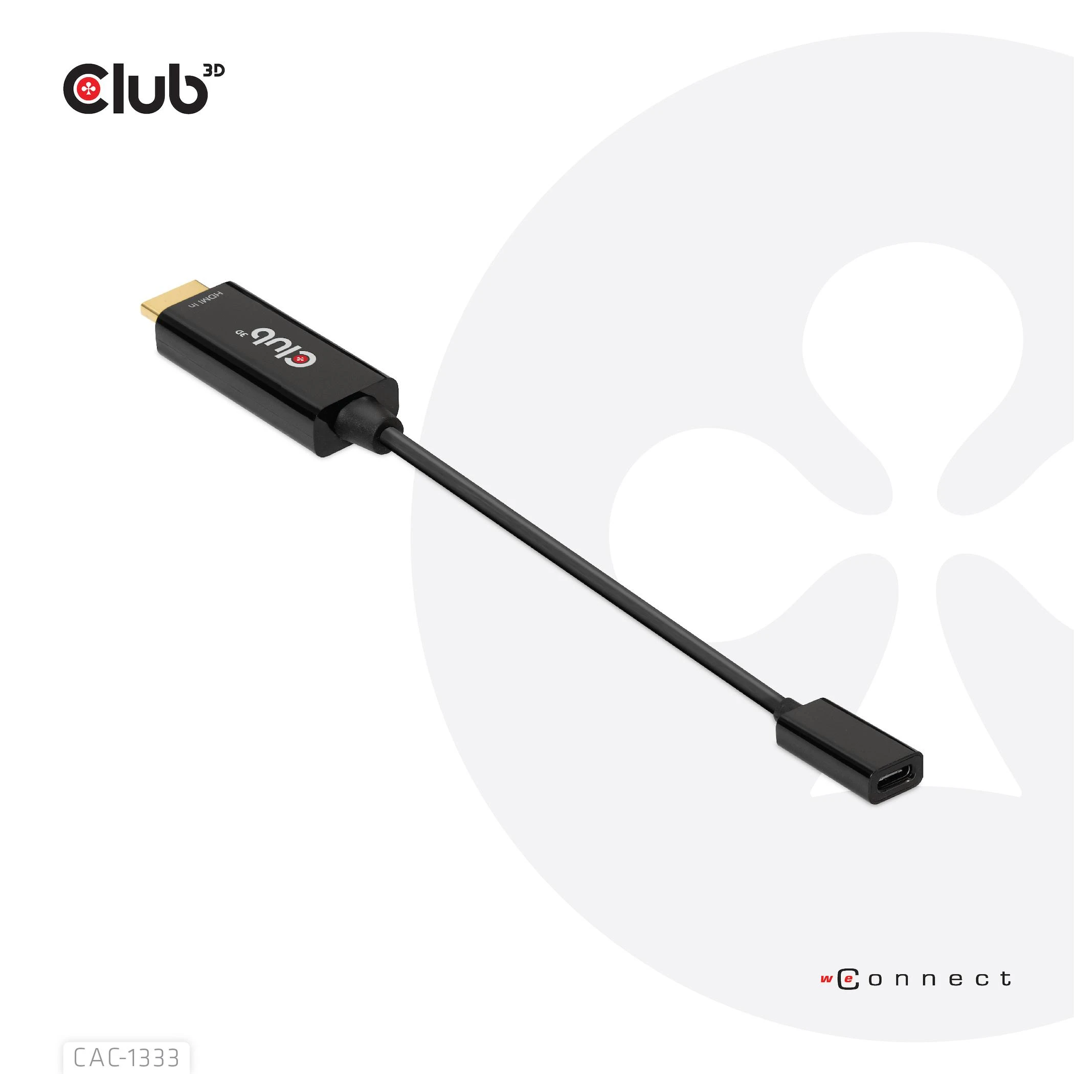 Club 3D CLD CLUB3D CAC-1333 vaizdo kabelio adapteris 0,22 m HDMI A tipo (standartinis) C tipo USB Juoda