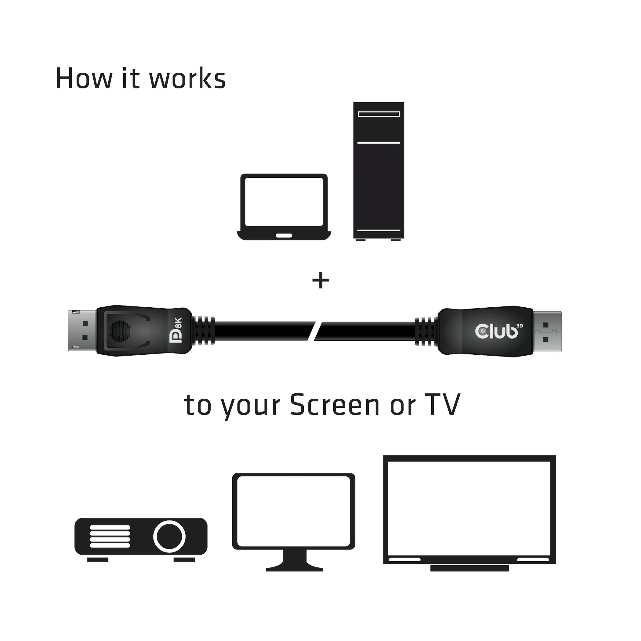 Club 3D CLUB3D DisplayPort 1.4 HBR3 kabelis 2m/6.56ft M/M 8K60Hz