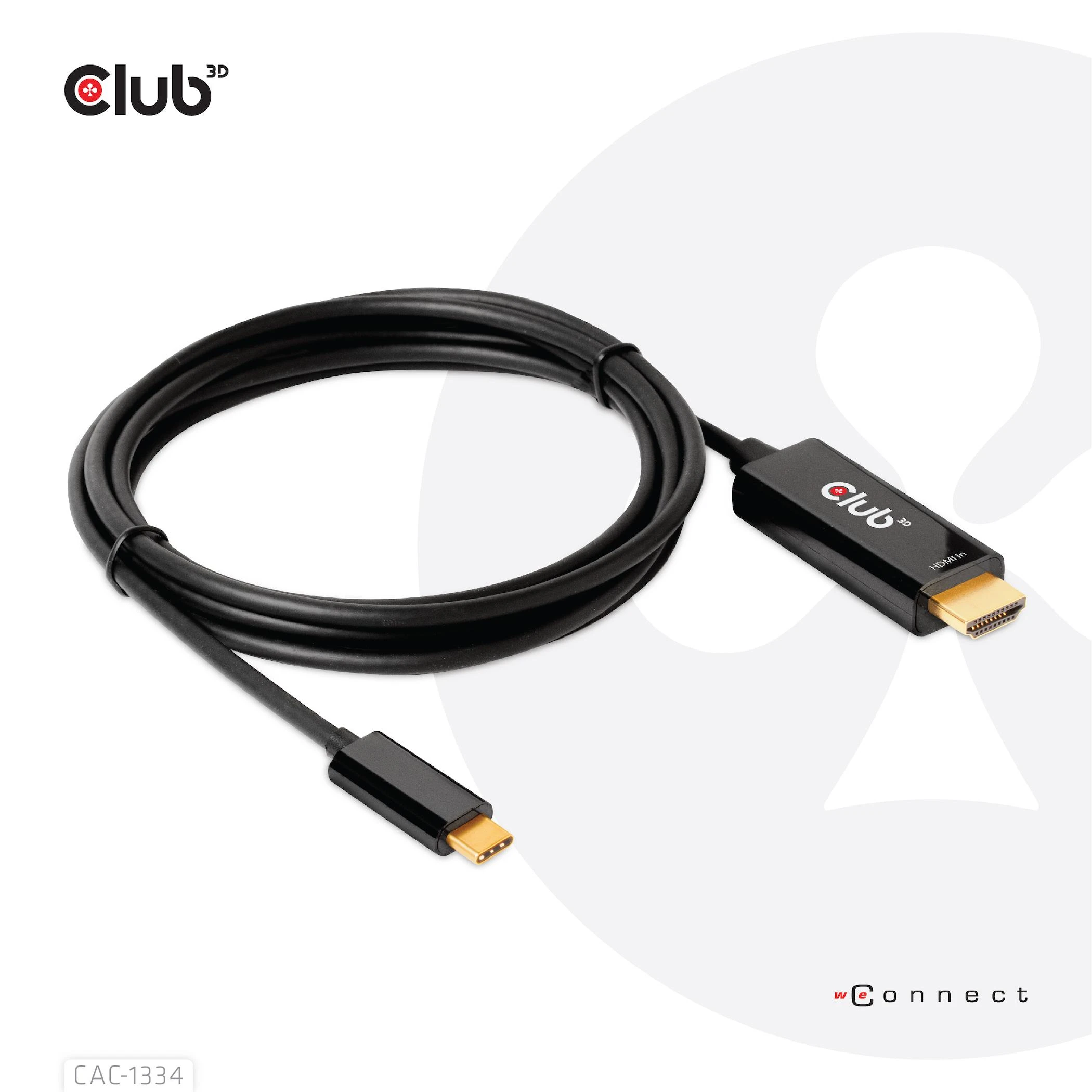 CLUB 3D CAC-1334 HDMI į USB Type-C 4K60Hz aktyvus M/M 1,8 m kabelis