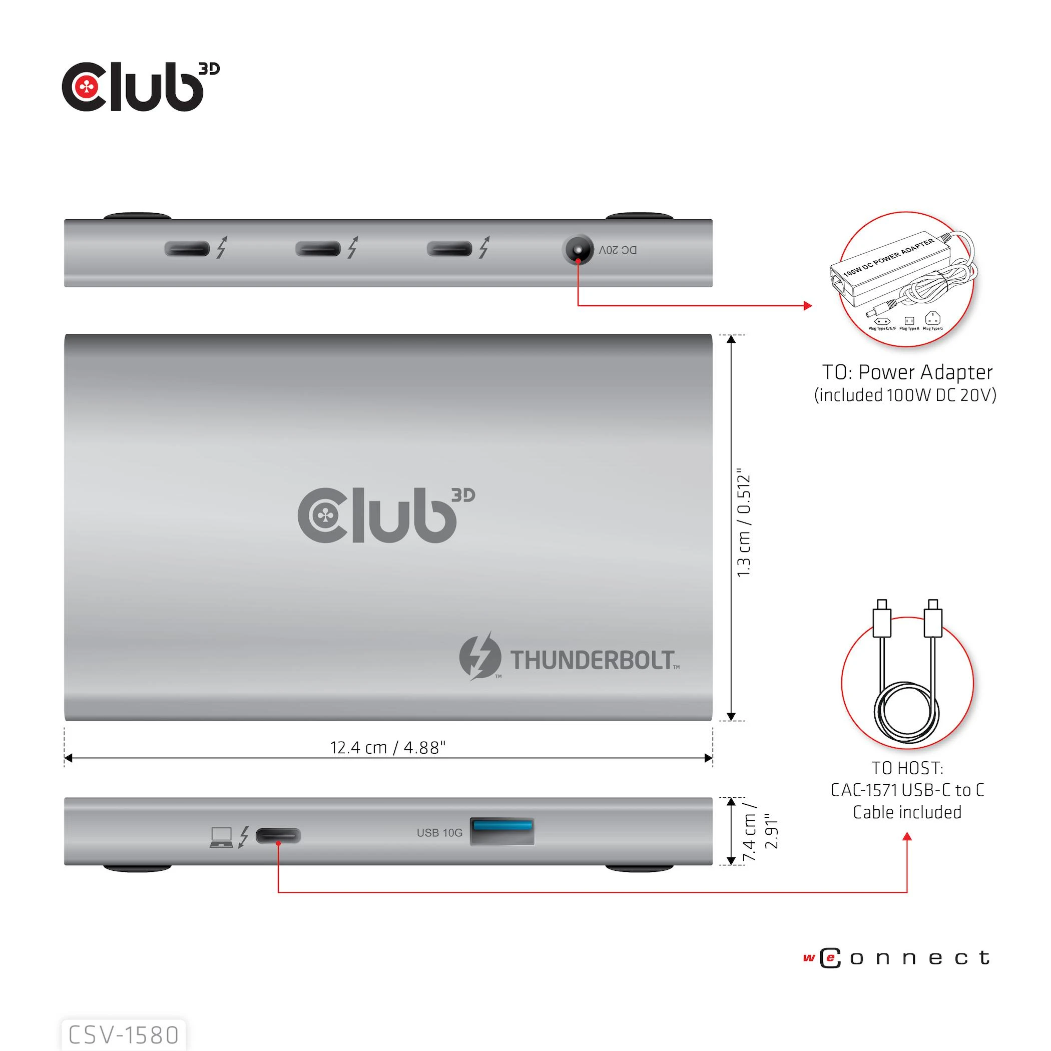 „Club 3D Thunderbolt 4“ stotis / replikatorius (CSV-1580)