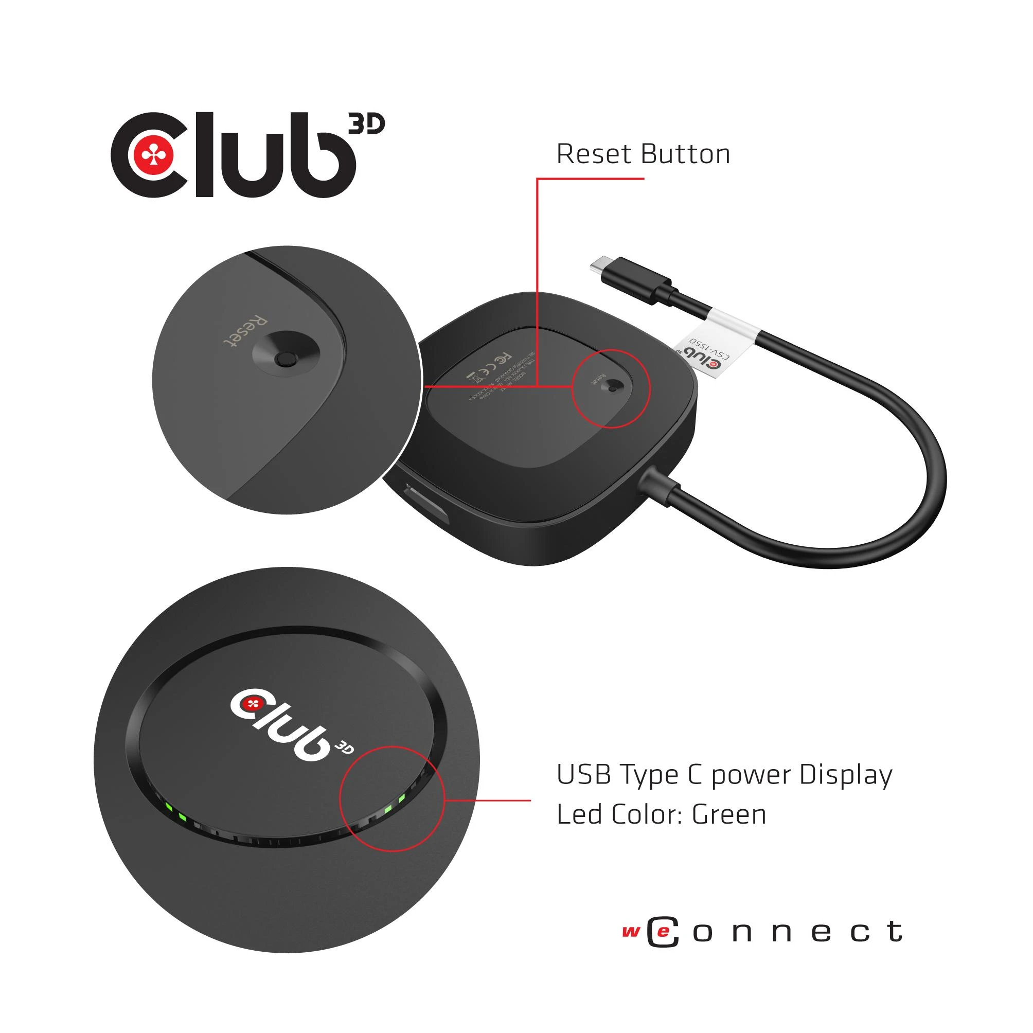 Club 3D CSV-1550 3.2 C tipo stotis / replikatorius