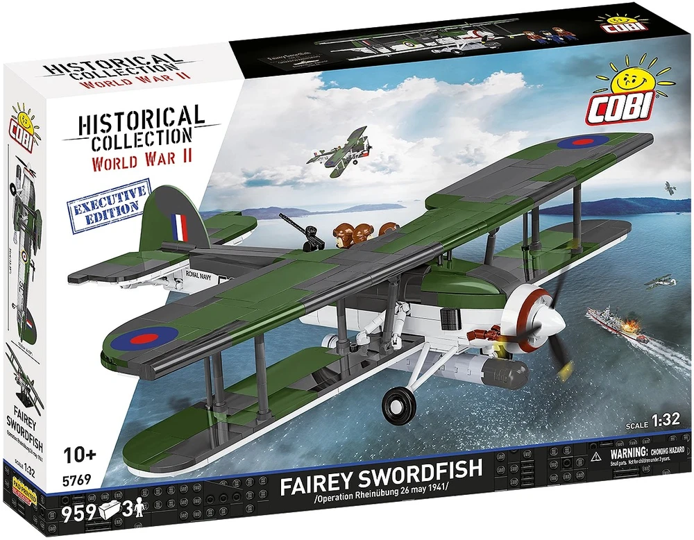 Cobi Kaladėlės Fairey Swordfish lėktuvas HMS Ark Royal 1:32