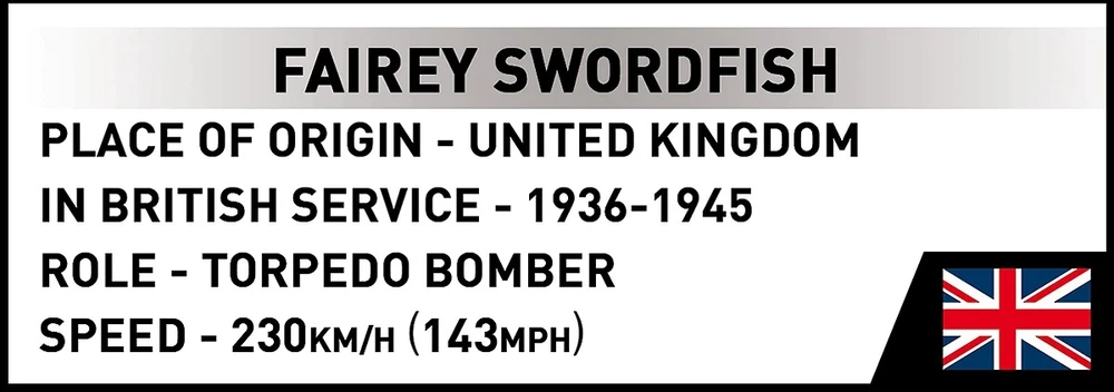 Cobi Kaladėlės Fairey Swordfish lėktuvas HMS Ark Royal 1:32