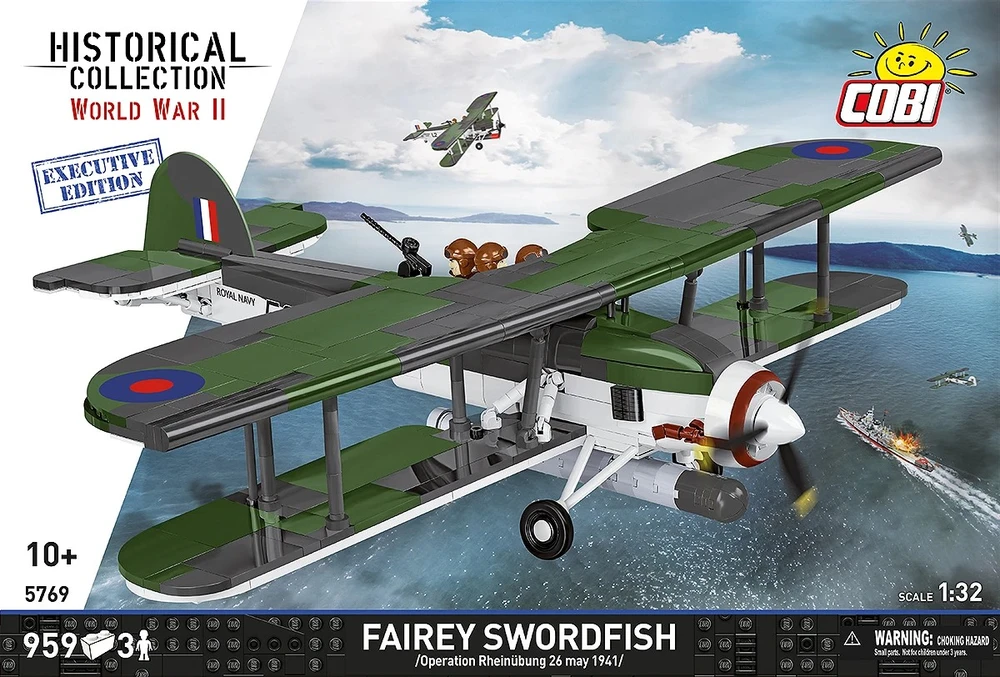 Cobi Kaladėlės Fairey Swordfish lėktuvas HMS Ark Royal 1:32