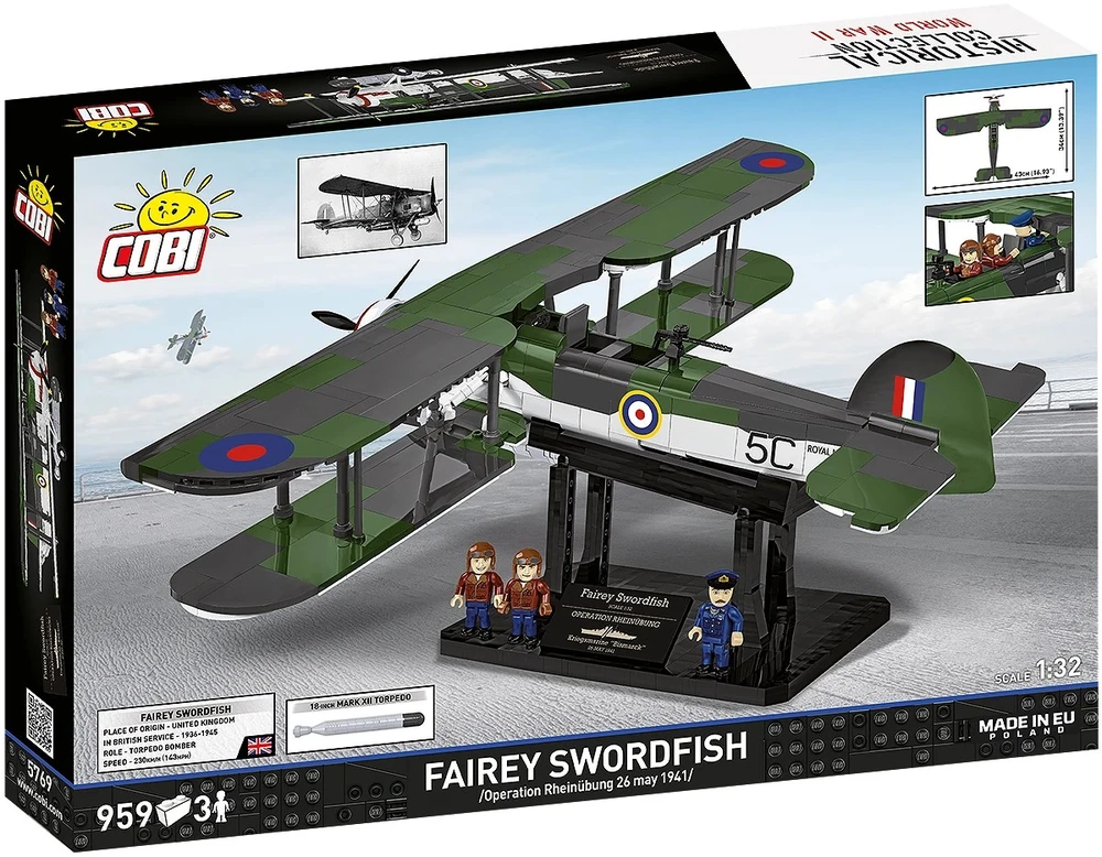 Cobi Kaladėlės Fairey Swordfish lėktuvas HMS Ark Royal 1:32